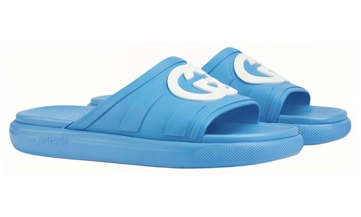 Gucci Gucci Men Interlocking G Slide Sandal Blue Size US 7 / EU 40 - 2 Thumbnail