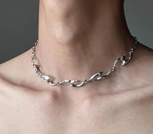 Jewelry 629Silver Chunky Chain Link Necklace, Modern Necklace Size ONE SIZE - 7 Thumbnail
