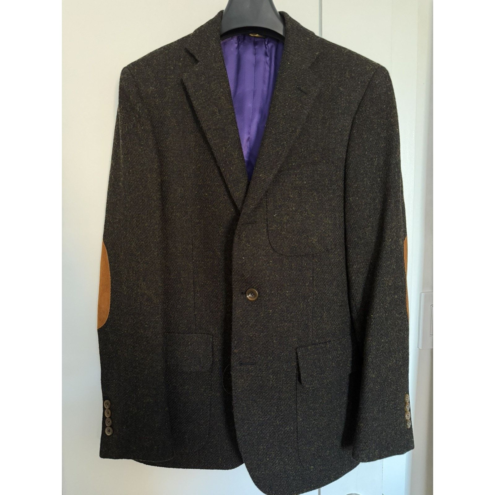 Southwick Mint Epaulet Southwick Sport Coat Dark Olive Harris Tweed Size 38R - 1 Thumbnail