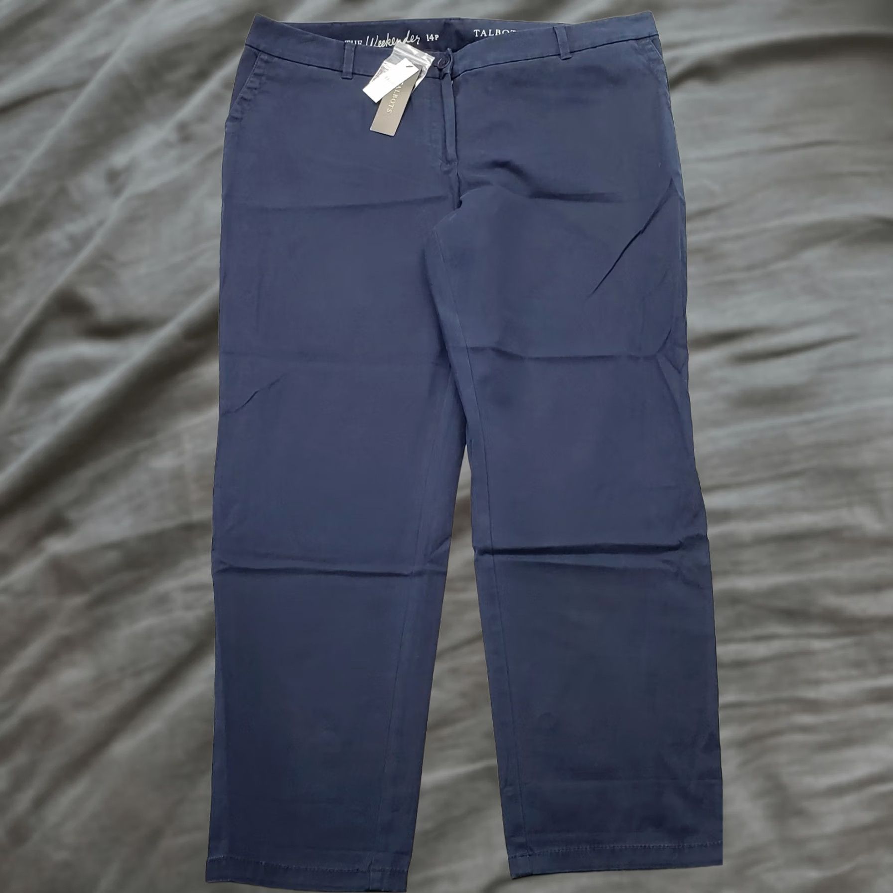 Talbots Talbots The Weekender Pants Womens 14P Navy Stretch Flat Front Straight Leg Size 36" / US 14 / IT 50 - 1 Thumbnail