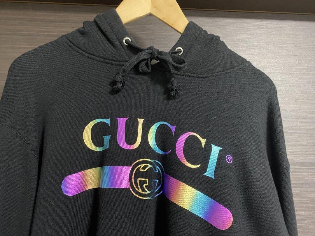Gucci Oversized Gucci Iridescent Logo Hoodie Grailed