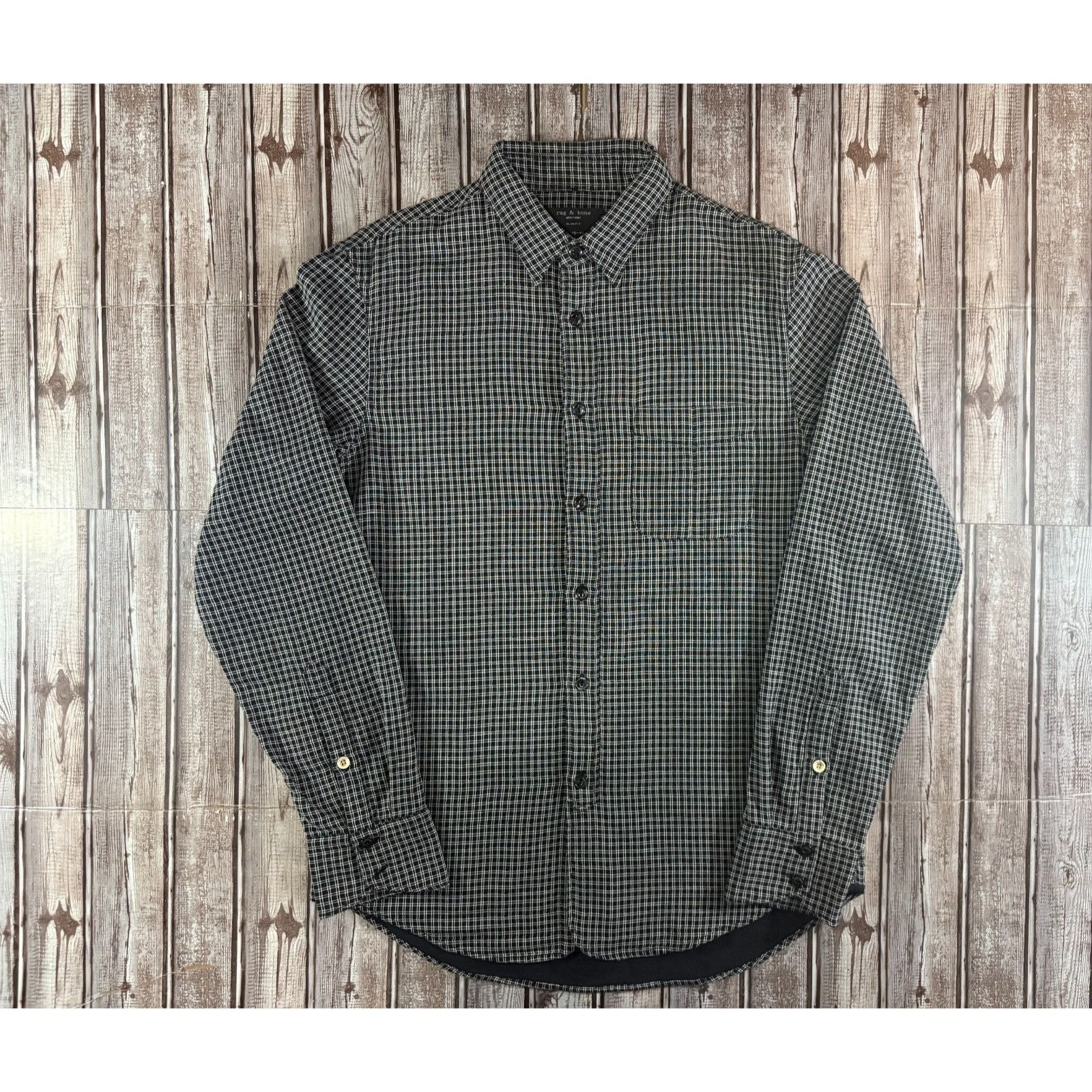 Rag & Bone Rag & Bone slim fit plaid lined Shirt size M color black whi Size US M / EU 48-50 / 2 - 1 Thumbnail