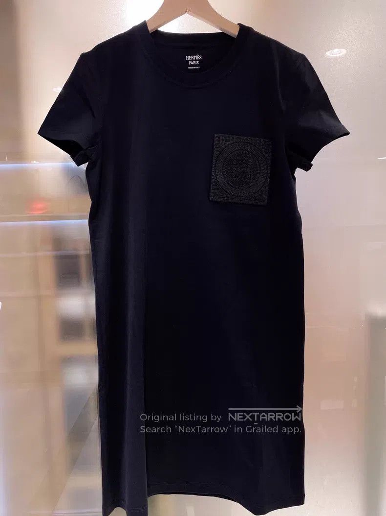 Hermes Hermes Straight-line embroidered short-sleeved dress Size XXS / US 00 / IT 34 - 1 Thumbnail