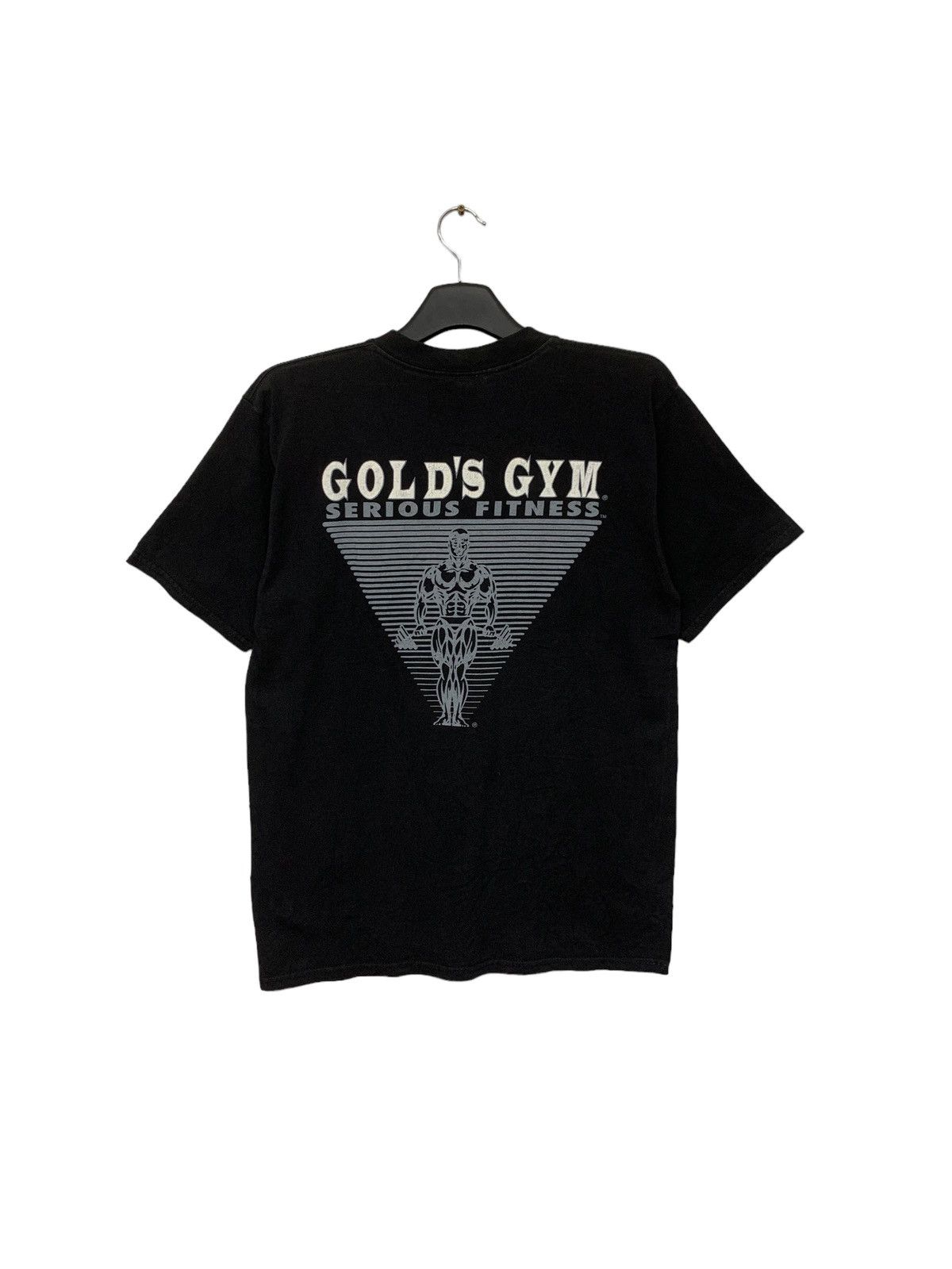 image of Gym Standard Vintage Gold's Gym Big Logo T Shirt in Black, Men's (Size Medium)