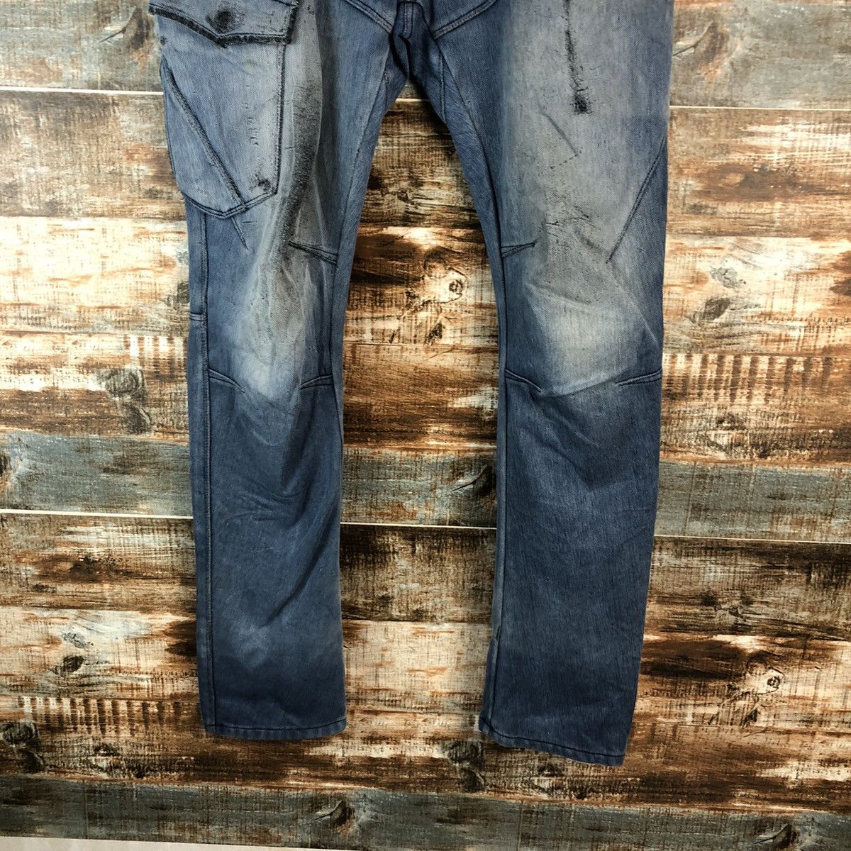 Japanese Brand Field Core Blue ripped Distressed Denim cargo Pants #A2126 Size US 29 - 6 Thumbnail