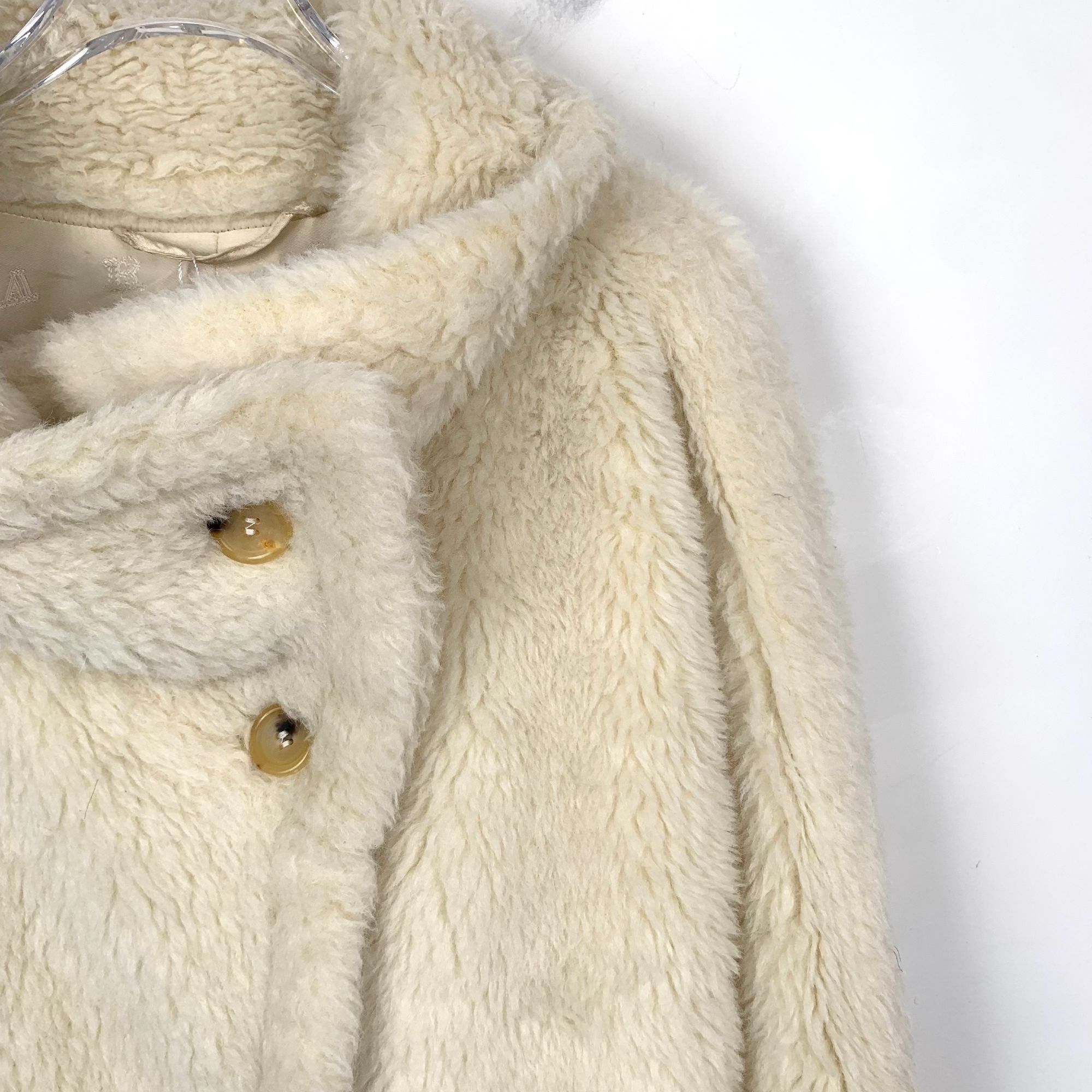 Max Mara Max Mara Womens Cream Double-Breasted Alpaca & Wool Blend Co Size XS / US 0-2 / IT 36-38 - 3 Thumbnail