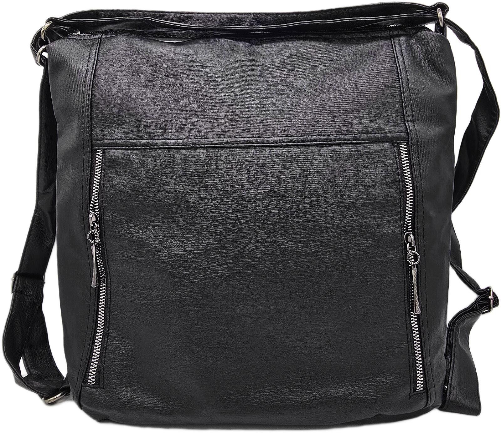 Genetic Manipulation Shinichiro Kuriya Black Faux Leather Shoulder Bag with Front Zipper Pockets Size ONE SIZE - 4 Thumbnail