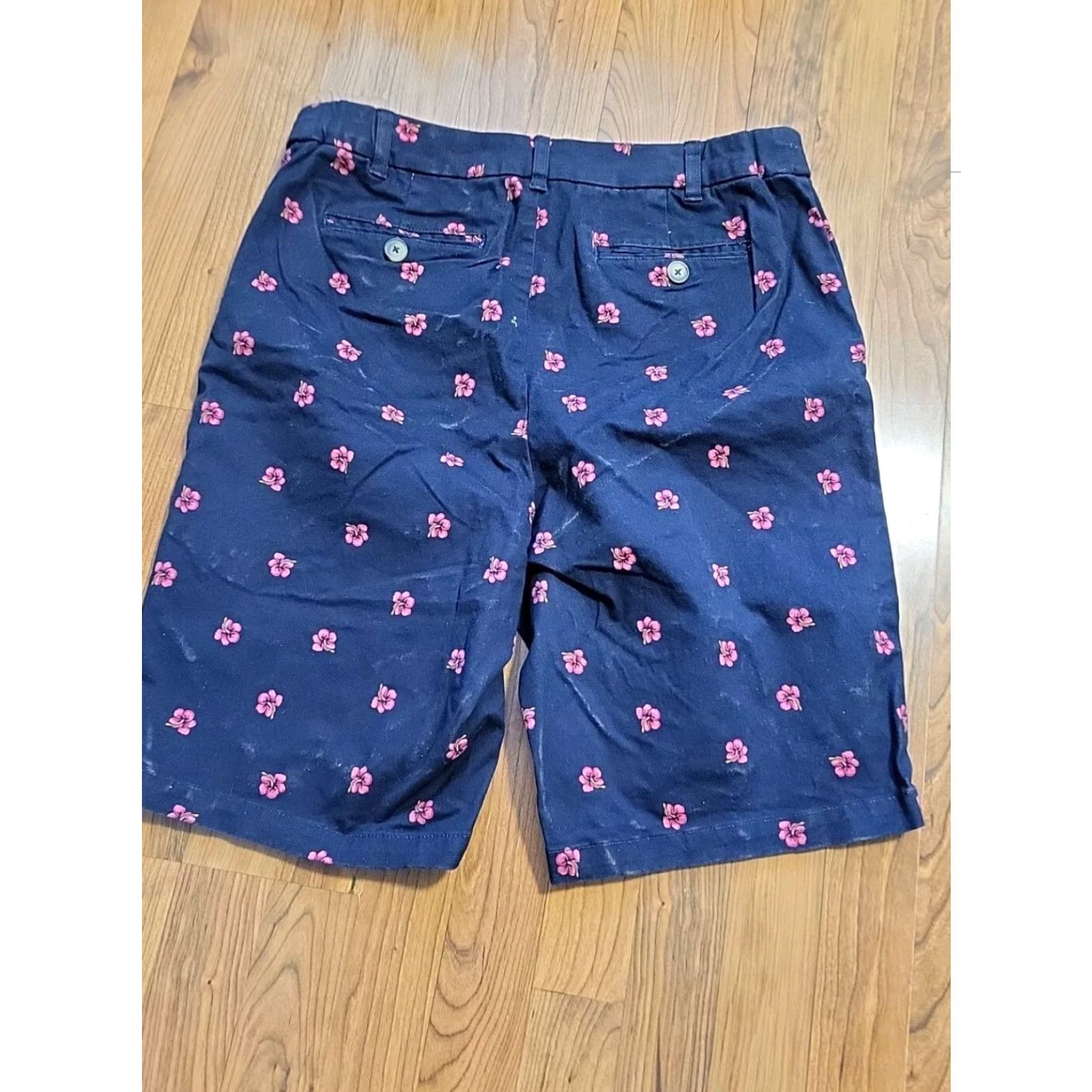 Vintage Cherry Blossom All Over Print Shorts 16W Women Within blue w/ pink blossoms Womens 34x12x24 New Woman Within Size 38" / US 16 / IT 52 - 6 Thumbnail
