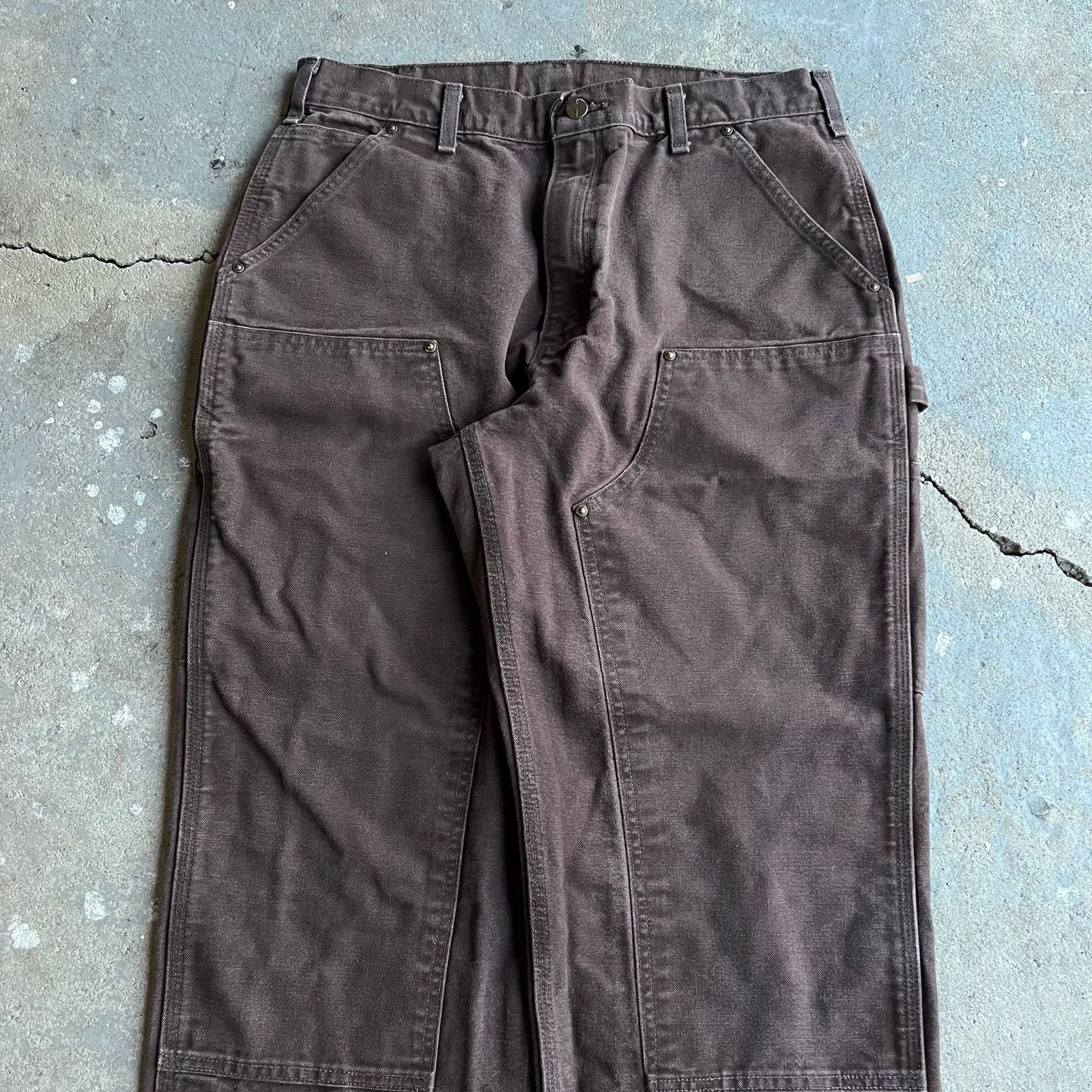 Carhartt × Vintage Vintage carhartt brown double knee work wear carpenter pants Size US 33 - 2 Thumbnail
