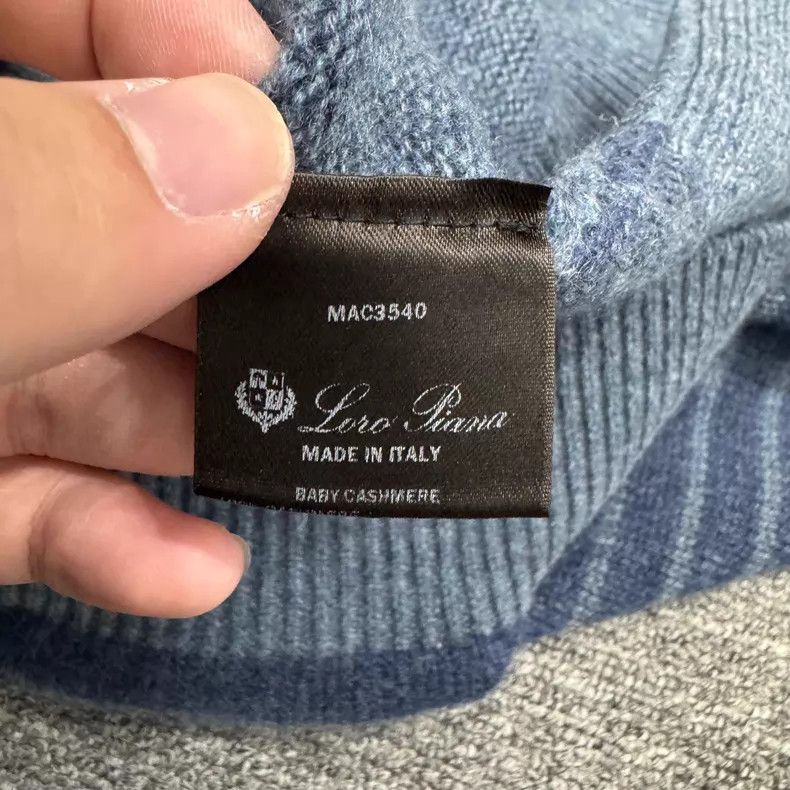 Loro Piana Loro Piana BABYCSHMERE Striped Cashmere Knit Top Size US XXL / EU 58 / 5 - 4 Thumbnail