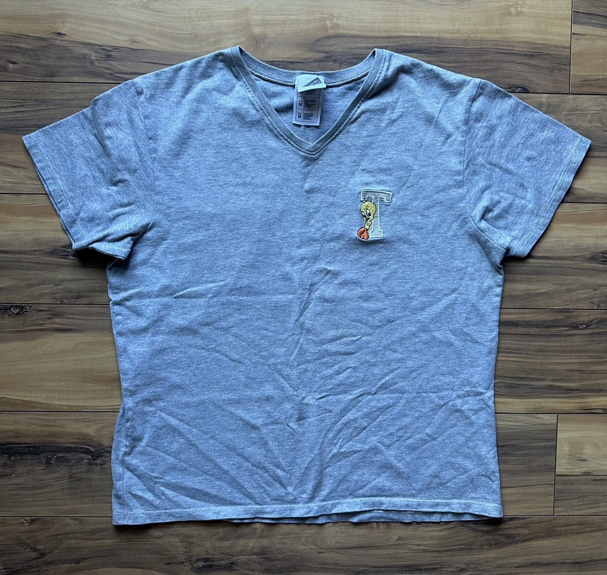 Warner Bros Gray Tweety Bird V-Neck T-Shirt Size M / US 6-8 / IT 42-44 - 2 Thumbnail