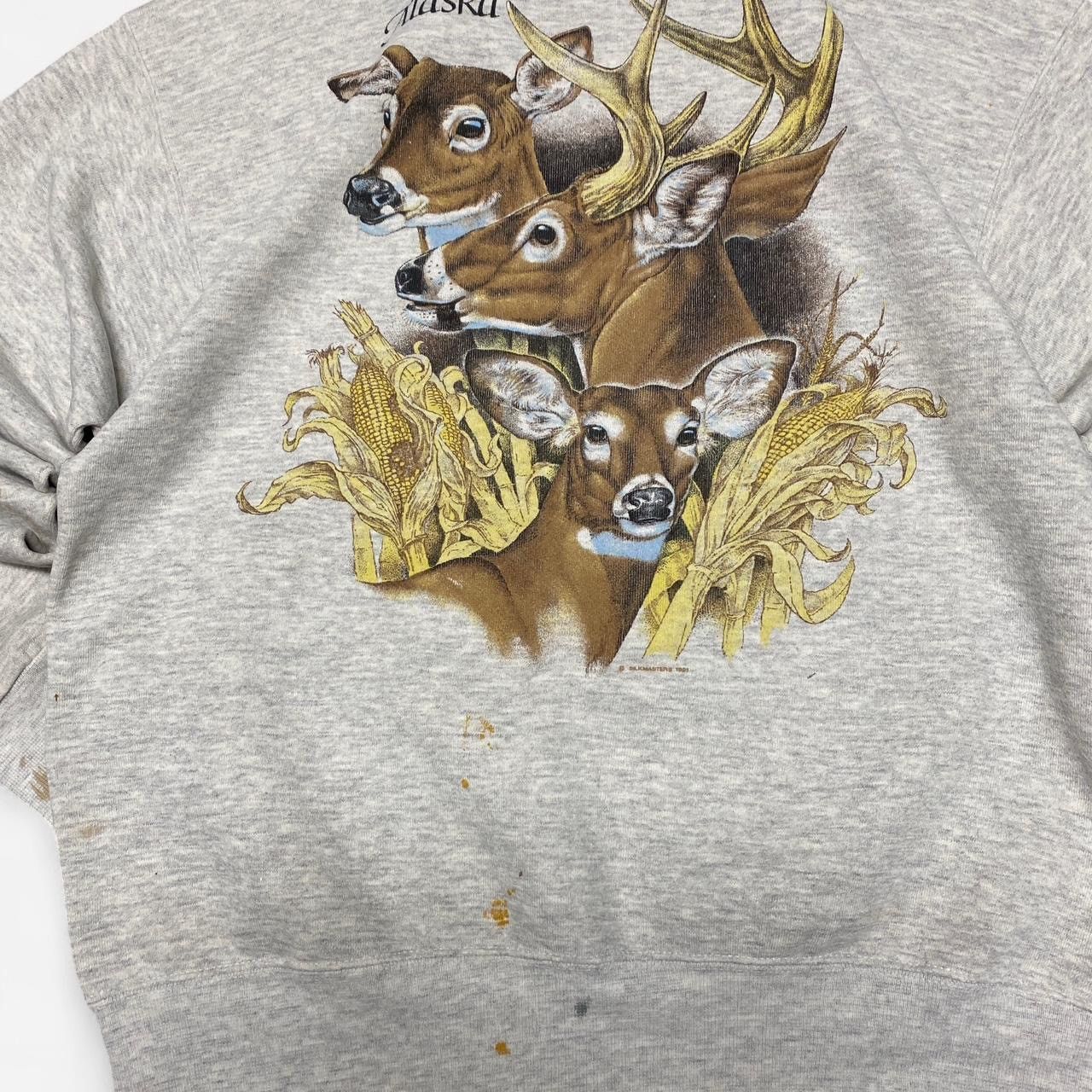 Tultex Vintage 1991 Alaska buck and deer grey crewneck sweatshirt Size US M / EU 48-50 / 2 - 2 Thumbnail