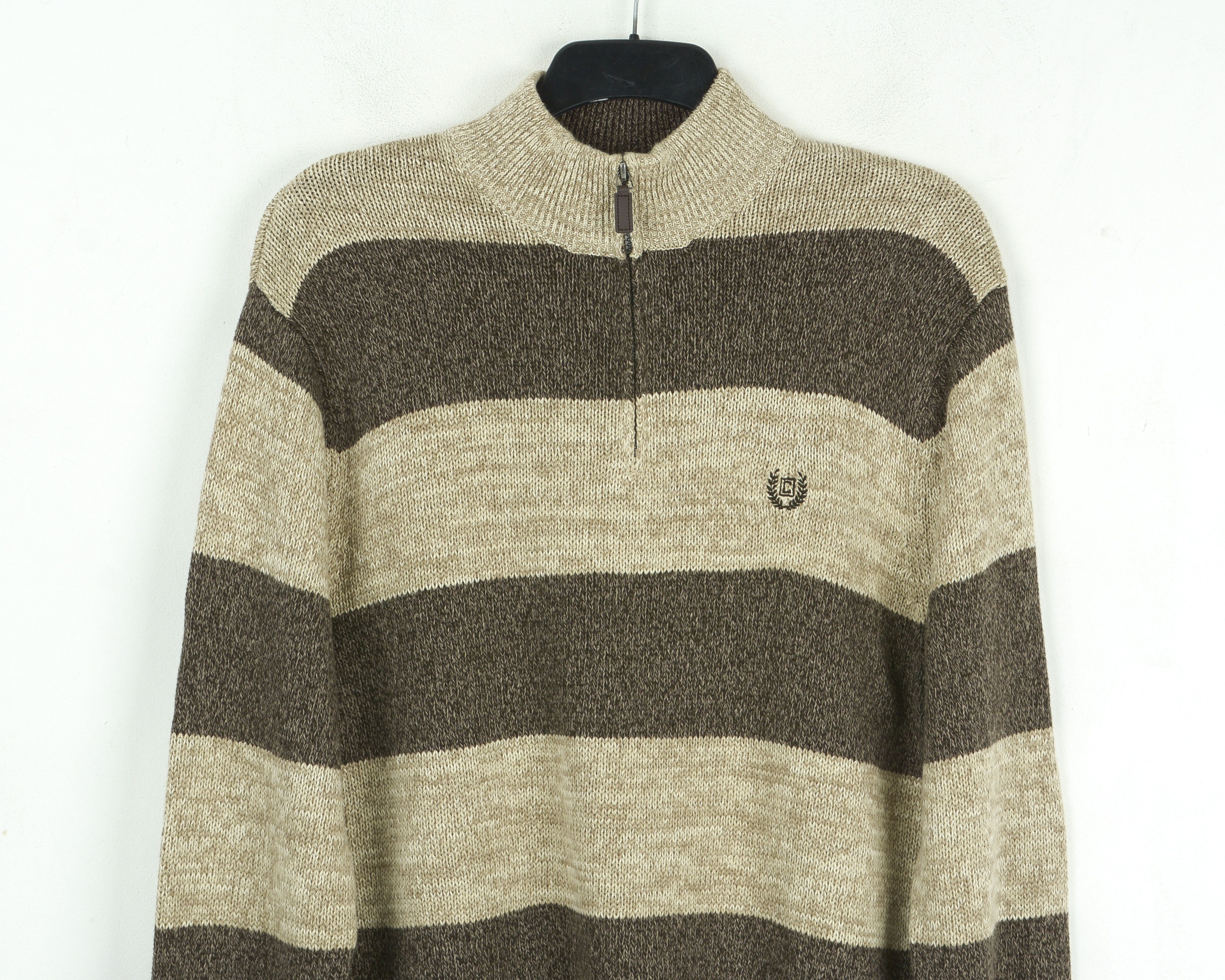 Other CHAPS L Sweater Jumper Striped Pullover Quarter Zip Knit Top Size US L / EU 52-54 / 3 - 2 Thumbnail