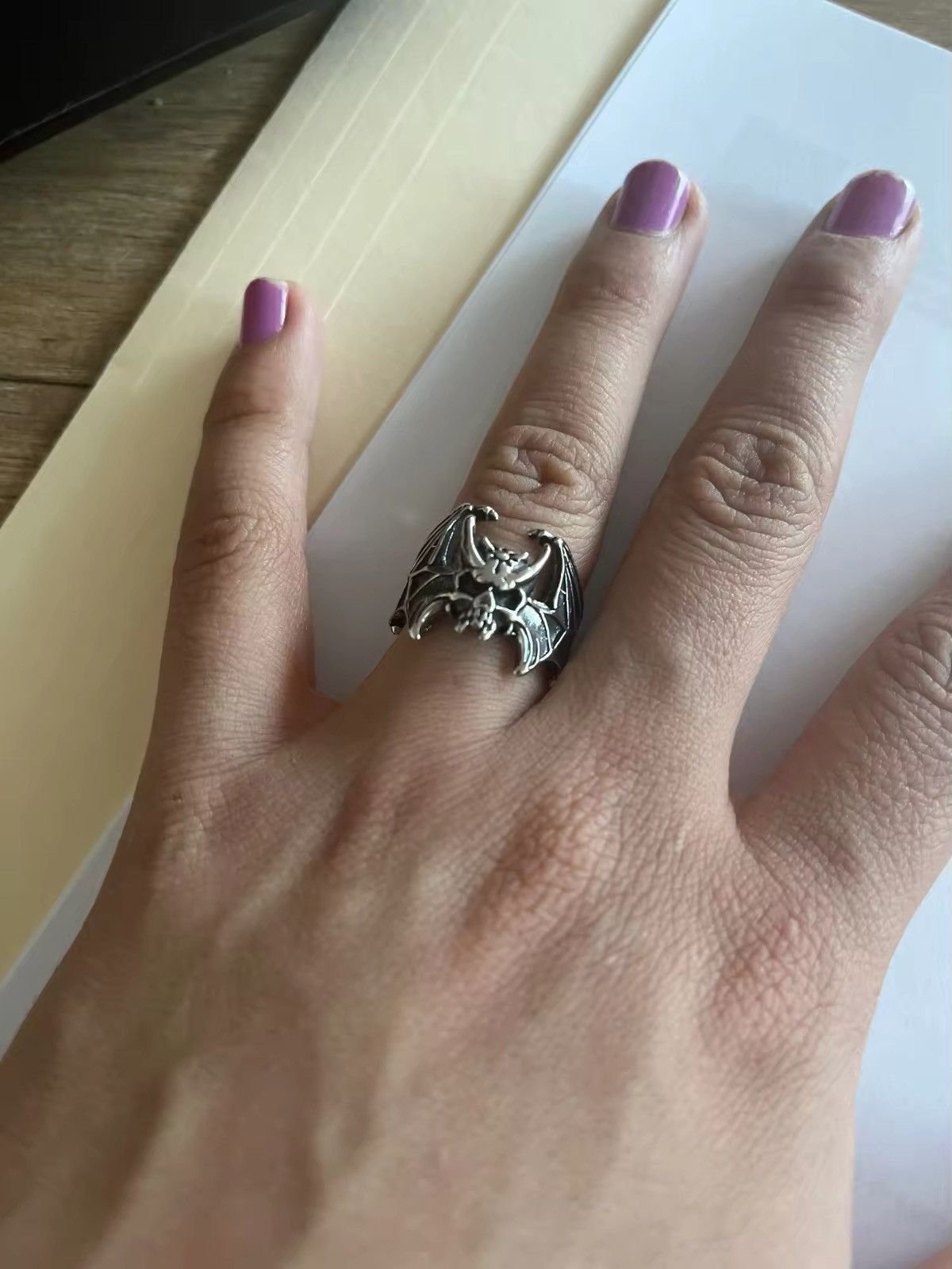 Vintage Skull Bat Adjustable Ring Size ONE SIZE - 5 Thumbnail