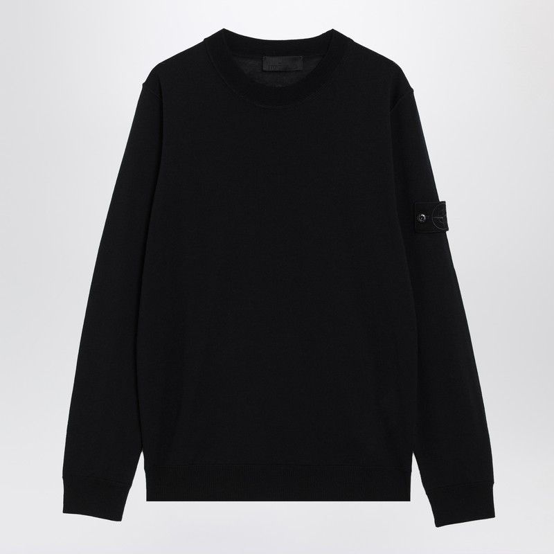 Stone Island Navy Blue Wool Crewneck Sweater