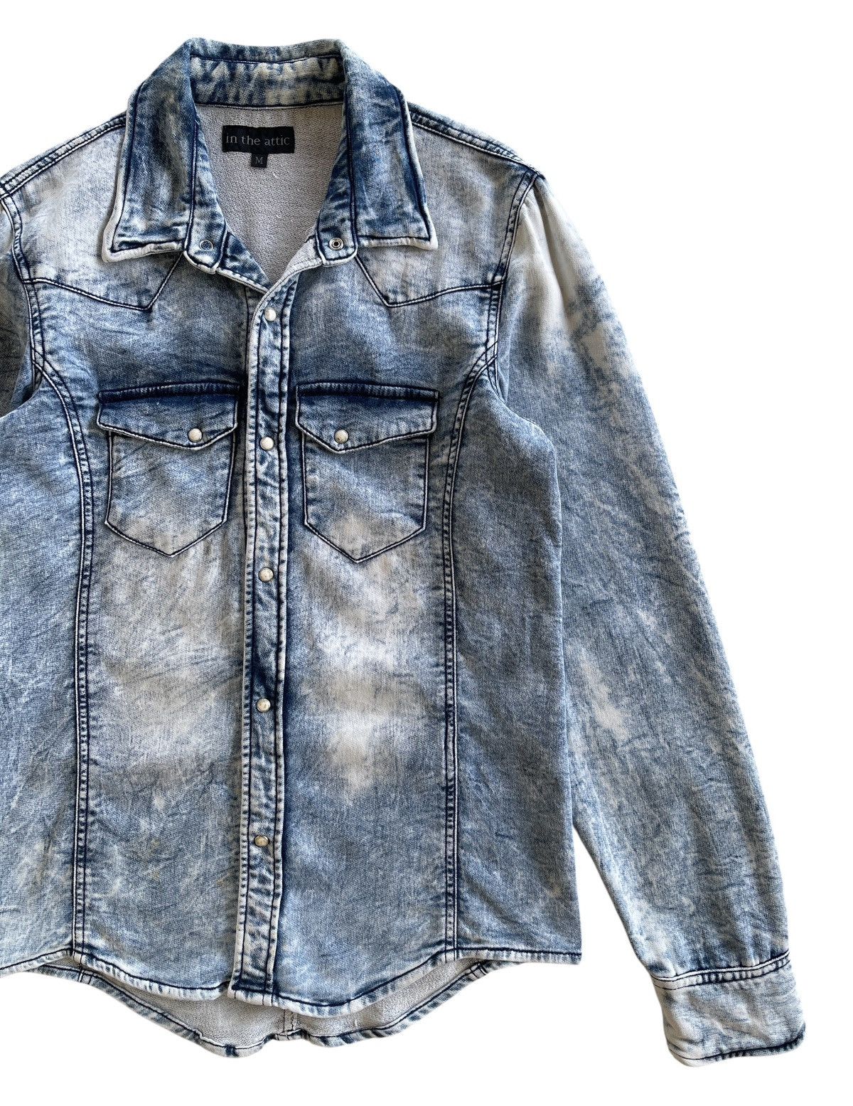 In The Attic Acid Washed Denim Western Shirt Size US S / EU 44-46 / 1 - 4 Thumbnail