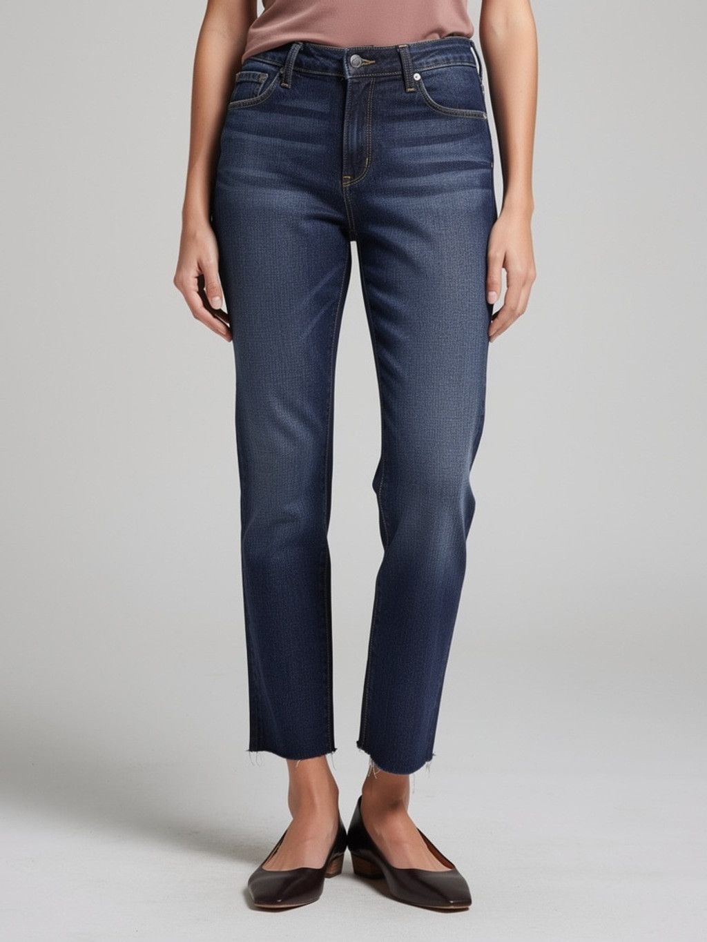 Paige PAIGE Skyline Skinny Jeans 28 Dark Wash Raw Hem Stretchy Size 28" / US 6 / IT 42 - 1 Thumbnail