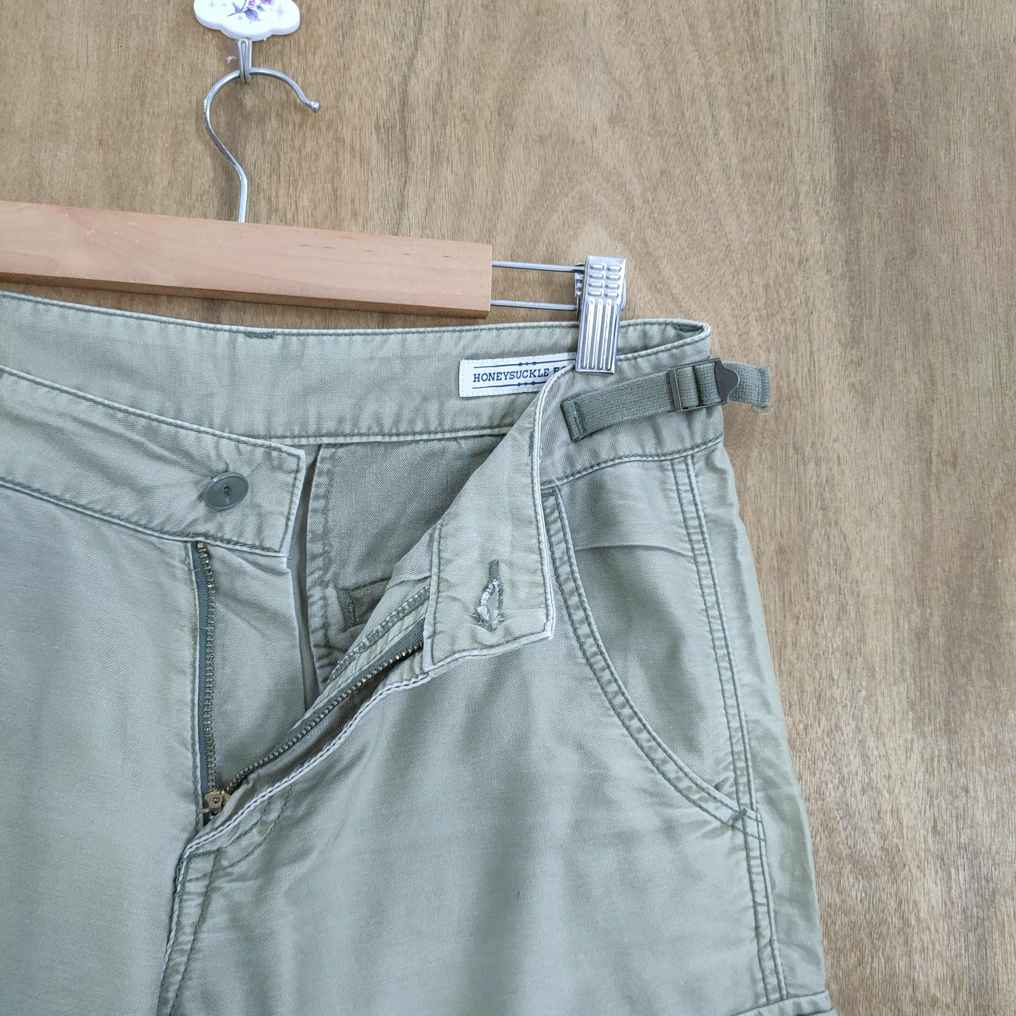 Japanese Brand HONEYSUCKLE MINT GREEN CARGO PANTS Size US 29 - 3 Thumbnail