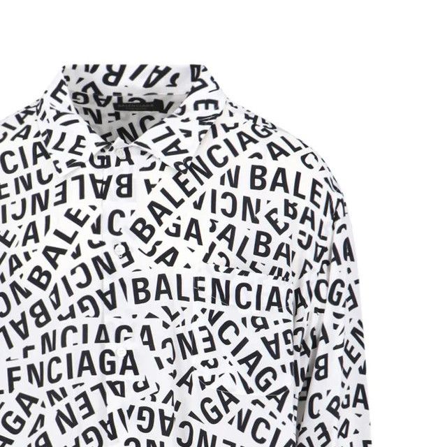 Balenciaga o1tr1nto0426 Logo Strips Minimal Shirt Large Fit White/Black Size US M / EU 48-50 / 2 - 5 Thumbnail