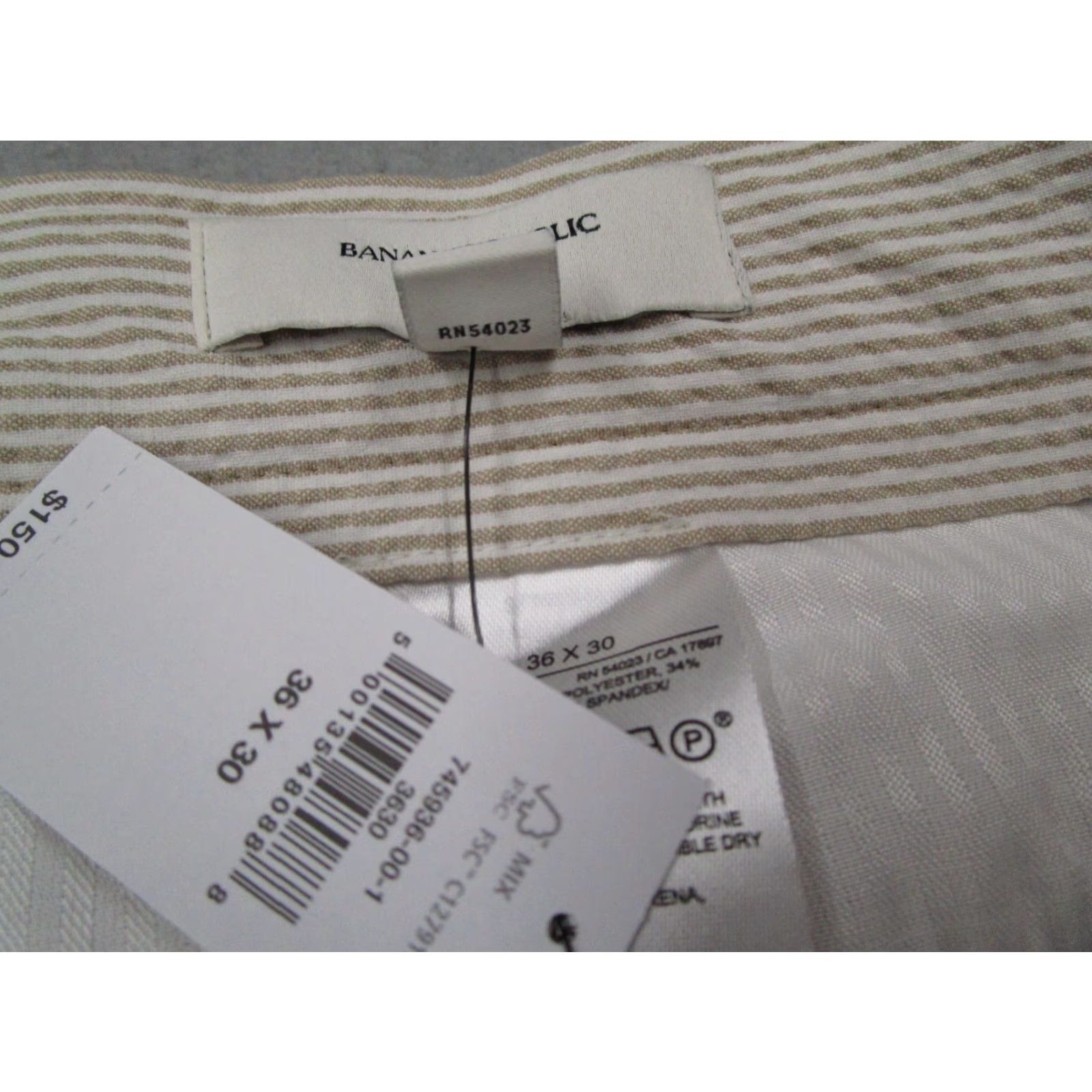 Banana Republic Banana Republic Pants Mens Beige Seersucker Flat Front Tailored Trousers Slim Fit Tapered 36x30 Size US 36 / EU 52 - 5 Thumbnail