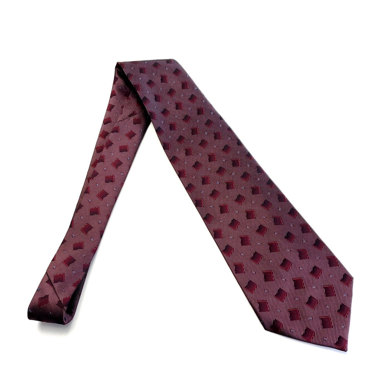 Designer Kai Long Hand Made Red Purple Geometric Woven Short Silk Tie Size ONE SIZE - 6 Thumbnail