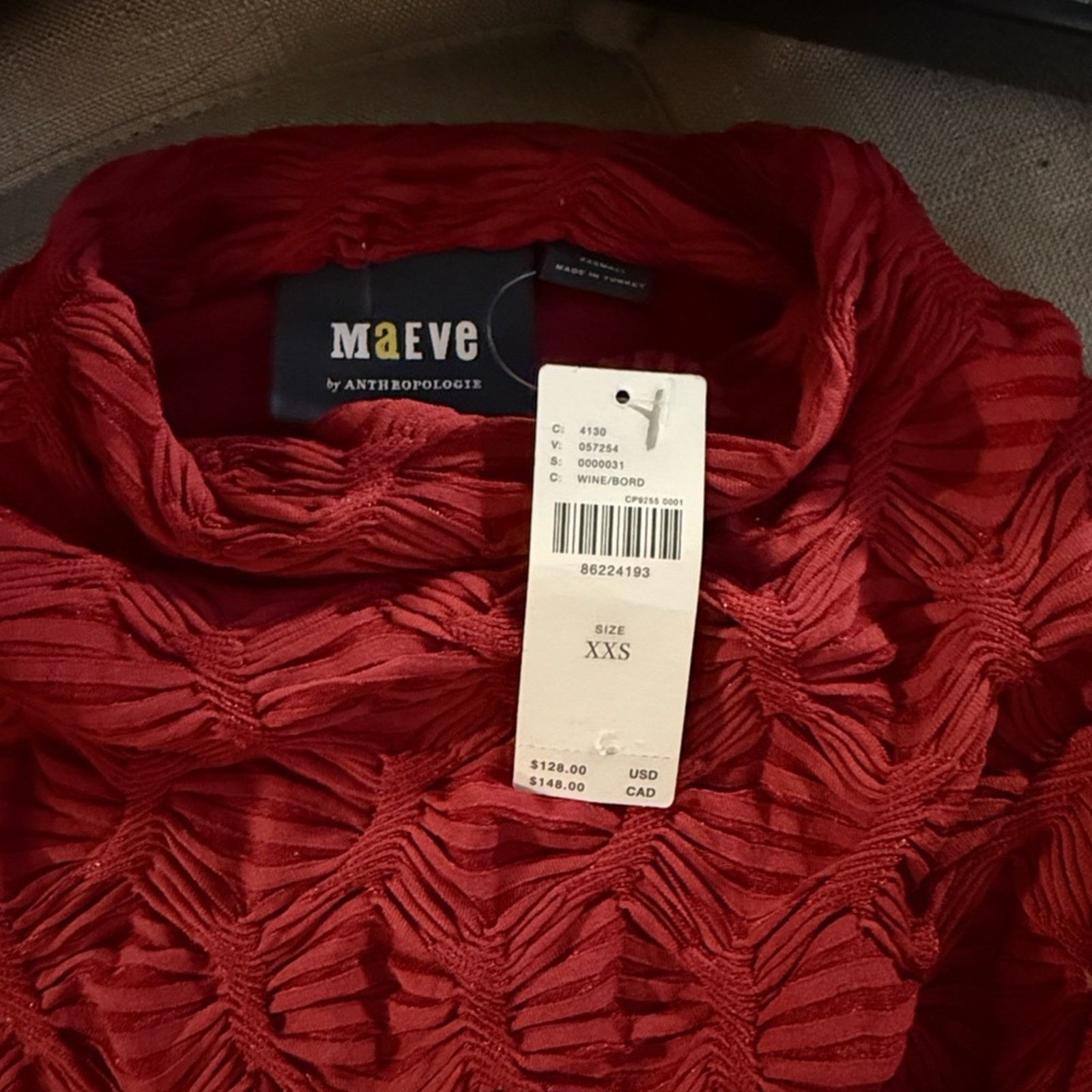 Anthropologie NWT MAEVE ANTHROPOLOGIE Long-Sleeve Scrunch Dress wine XXS Size XS / US 0-2 / IT 36-38 - 10 Thumbnail