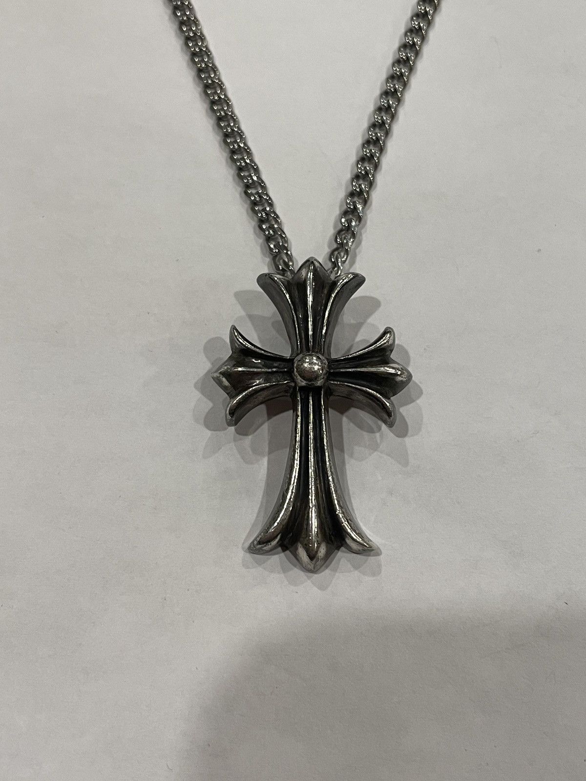 Chrome Hearts Large Cross Pendant Cuban Link Chain Necklace