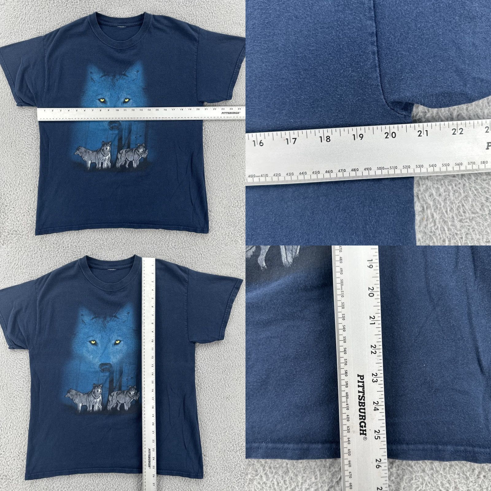 Vintage VINTAGE Wolf Graphic Print Blue Adult Medium Short Sleeve T Shirt 90s Y2K Tee Mens Size US M / EU 48-50 / 2 - 8 Thumbnail