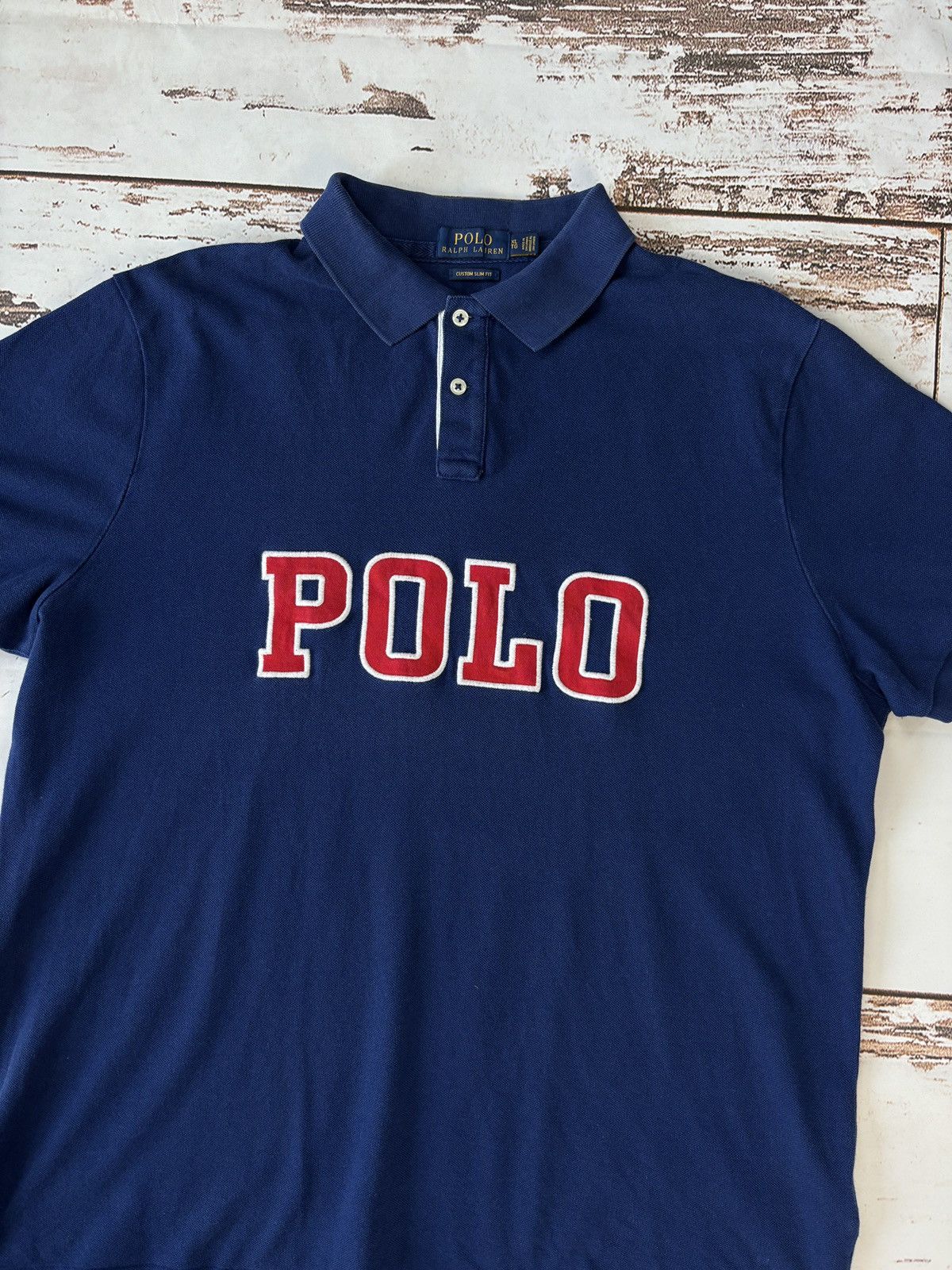 Polo Ralph Lauren × Ralph Lauren Polo Ralph Lauren Spellout Logo Vintage Polo Shirt Vint Size US XL / EU 56 / 4 - 3 Thumbnail