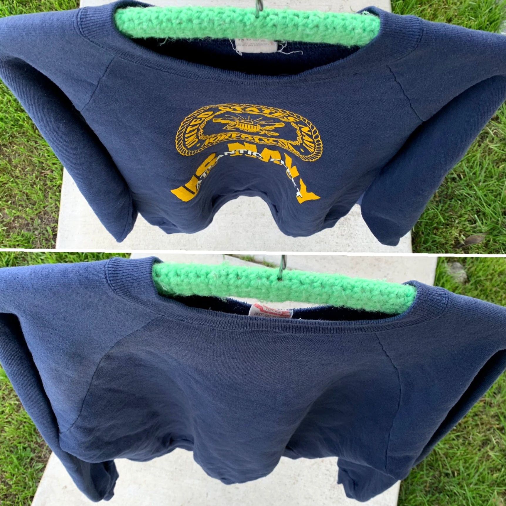 Fruit Of The Loom VINTAGE United States Navy Norfolk VA US Navy Atlantic Fleet sweatshirt XXL Men Blue Raglan Graphic Print Pullover Crew Neck Nylon/Poly Blend Size US XXL / EU 58 / 5 - 4 Thumbnail