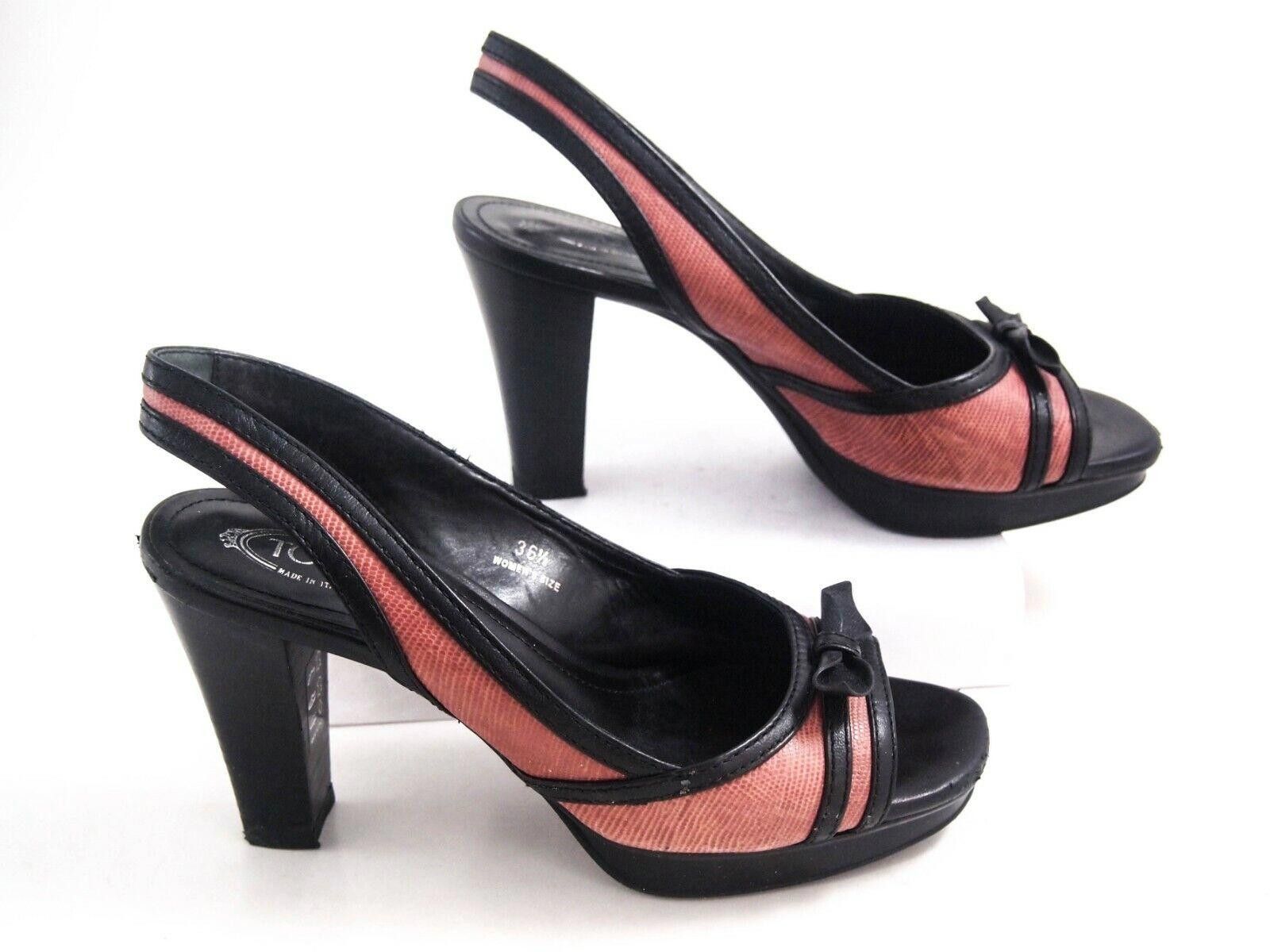 Tod's Tod's Sandals High Heel Pink Black Leather EU 36.5 US 6.5 Size US 6.5 / IT 36.5 - 2 Thumbnail