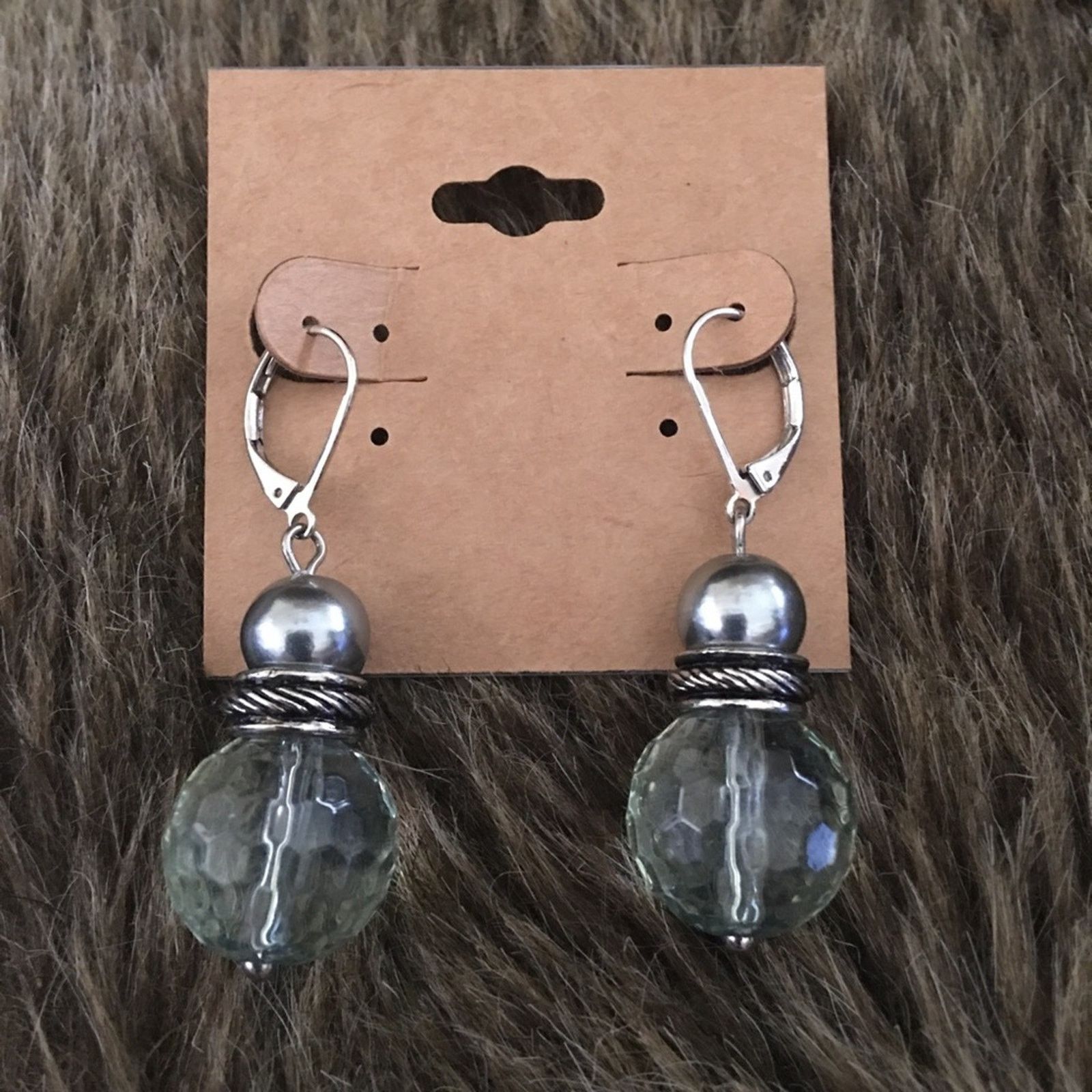 Jewelry Faceted light blue glass silver tone lever backs Size ONE SIZE - 2 Thumbnail