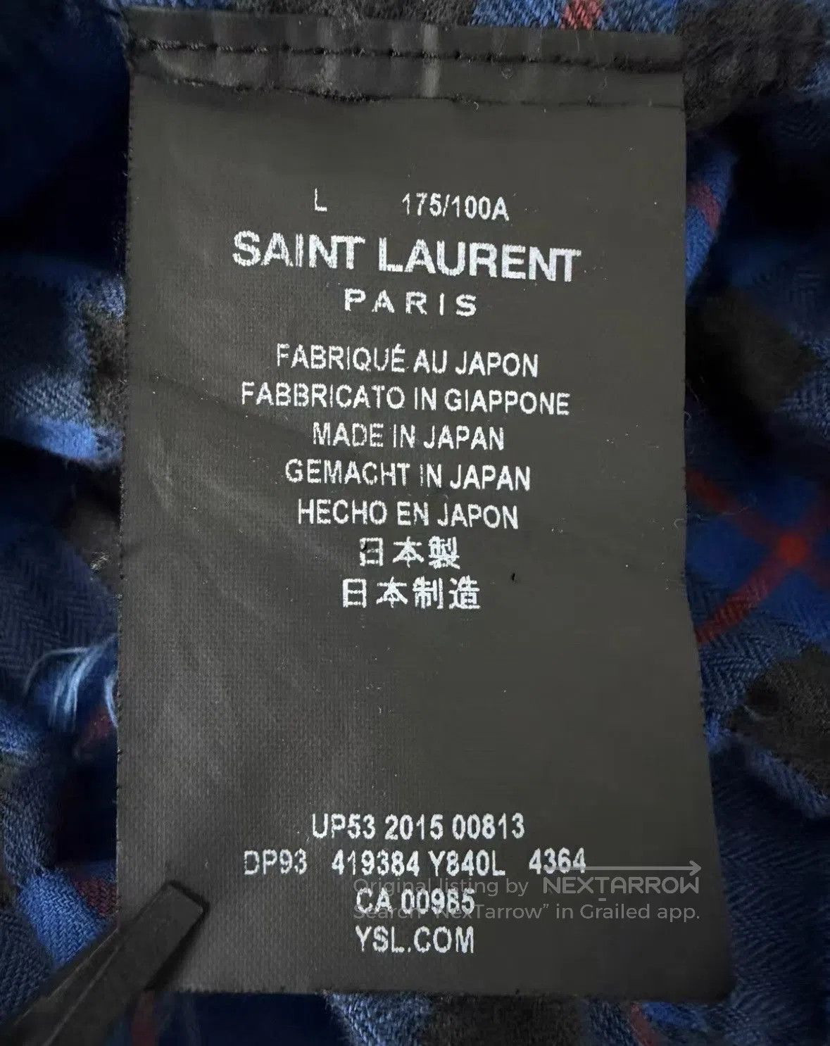 Saint Laurent Paris Saint Laurent Klein Blue Flannel Shirt with Fringes. Size US L / EU 52-54 / 3 - 3 Thumbnail