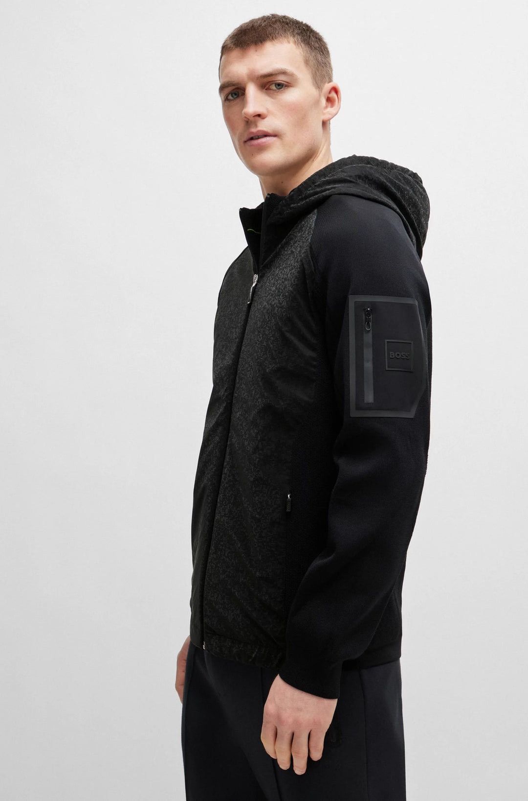 Hugo Boss BOSS MODIR MIXED MATERIAL JACKET-BLACK Size US M / EU 48-50 / 2 - 7 Thumbnail