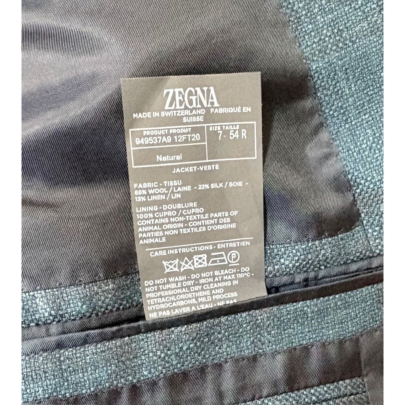 Ermenegildo Zegna $4,295 NWT ZEGNA Wool Blend Sport Coat Blue Teal 44/54 R Size 44R - 11 Thumbnail