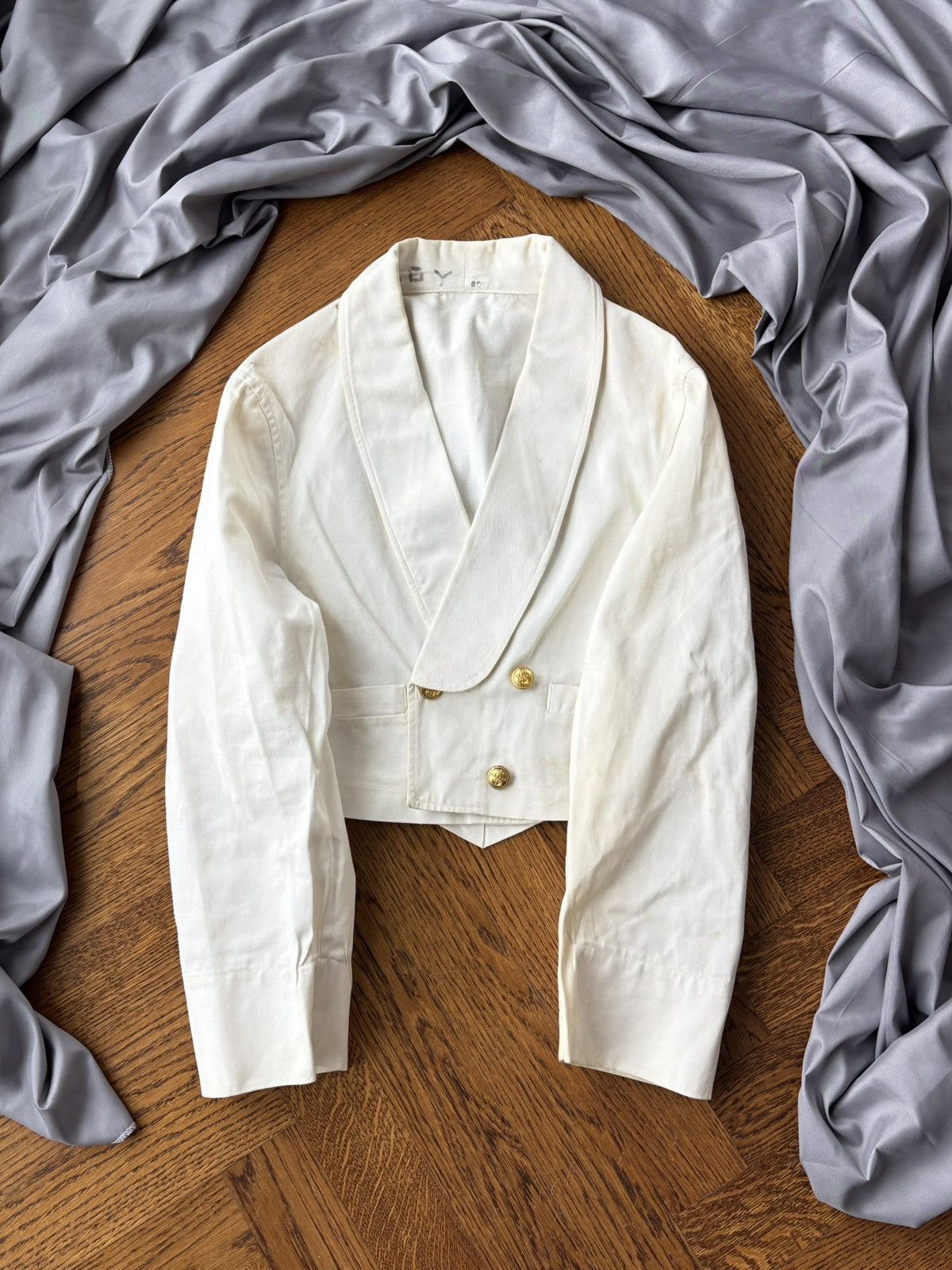 Vintage 1960s Vintage Royal Canadian Navy Service Blazer Cropped 50s Size XS / US 0-2 / IT 36-38 - 2 Thumbnail