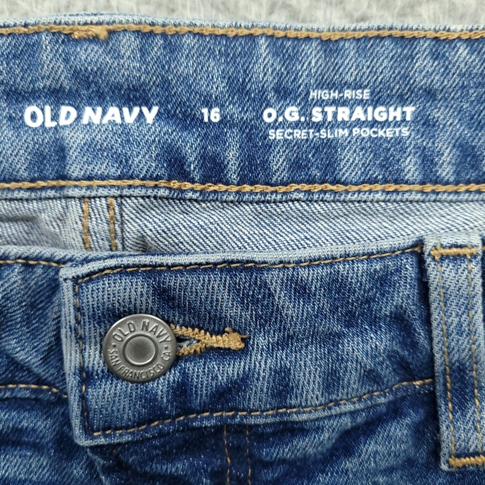 Old Navy Old Navy Womens OG Straight Leg High Rise Distressed Jeans 16W Blue Denim Casual Jeans Womens Mens? Size 38" / US 16 / IT 52 - 4 Thumbnail