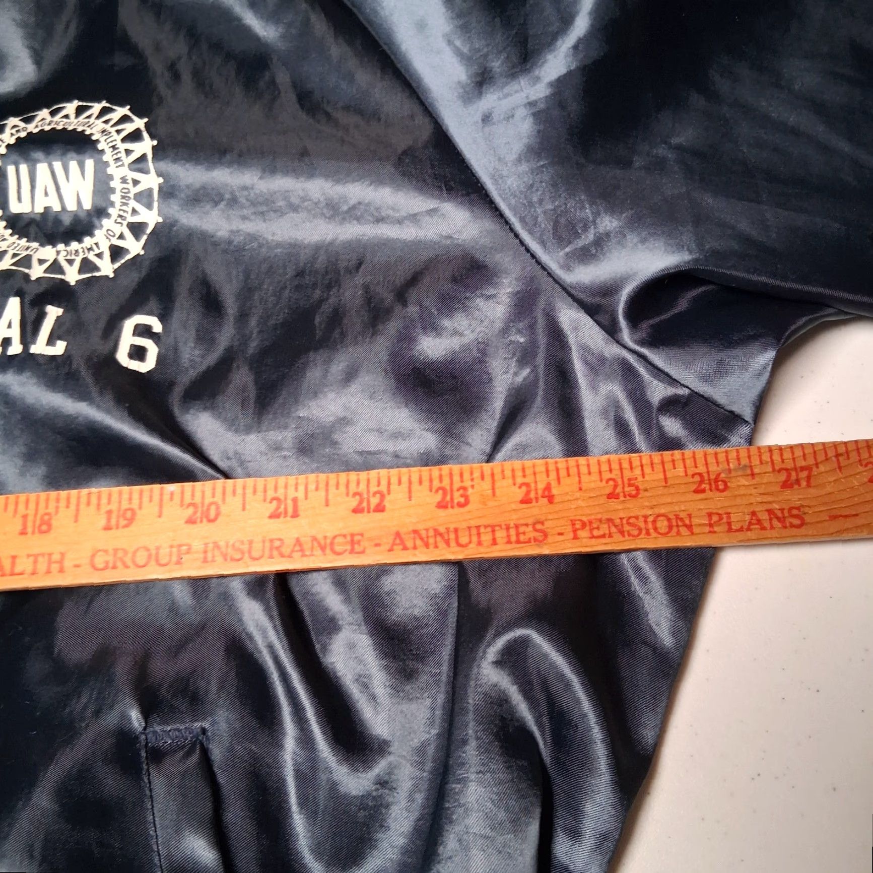 Vintage Vintage UAW Local 6 Satin Bomber Jacket XL Blue Labor Union Snap Up Size US XL / EU 56 / 4 - 4 Thumbnail