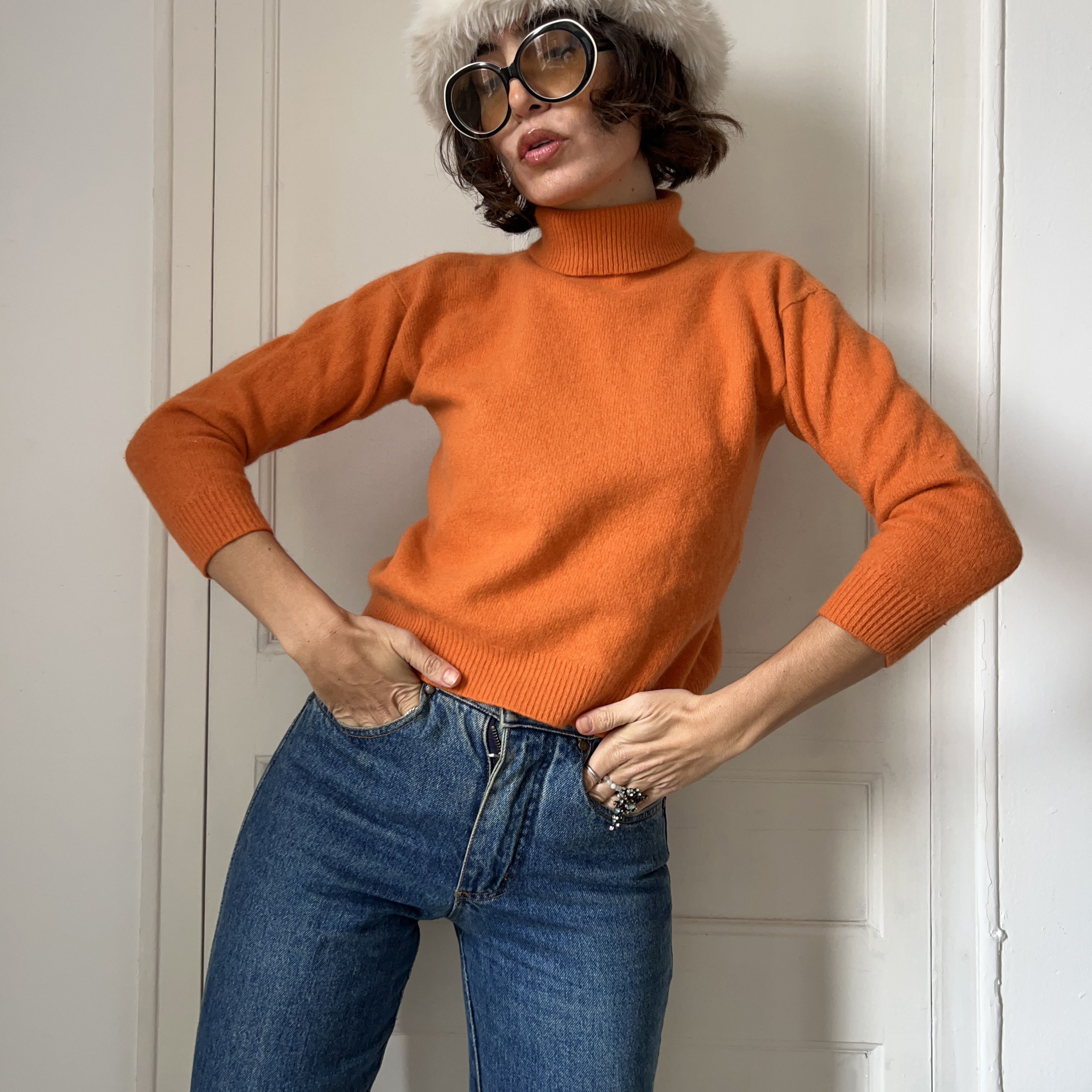 Vintage Vintage 70s Orange Turtleneck Sweater Size S / US 4 / IT 40 - 3 Thumbnail