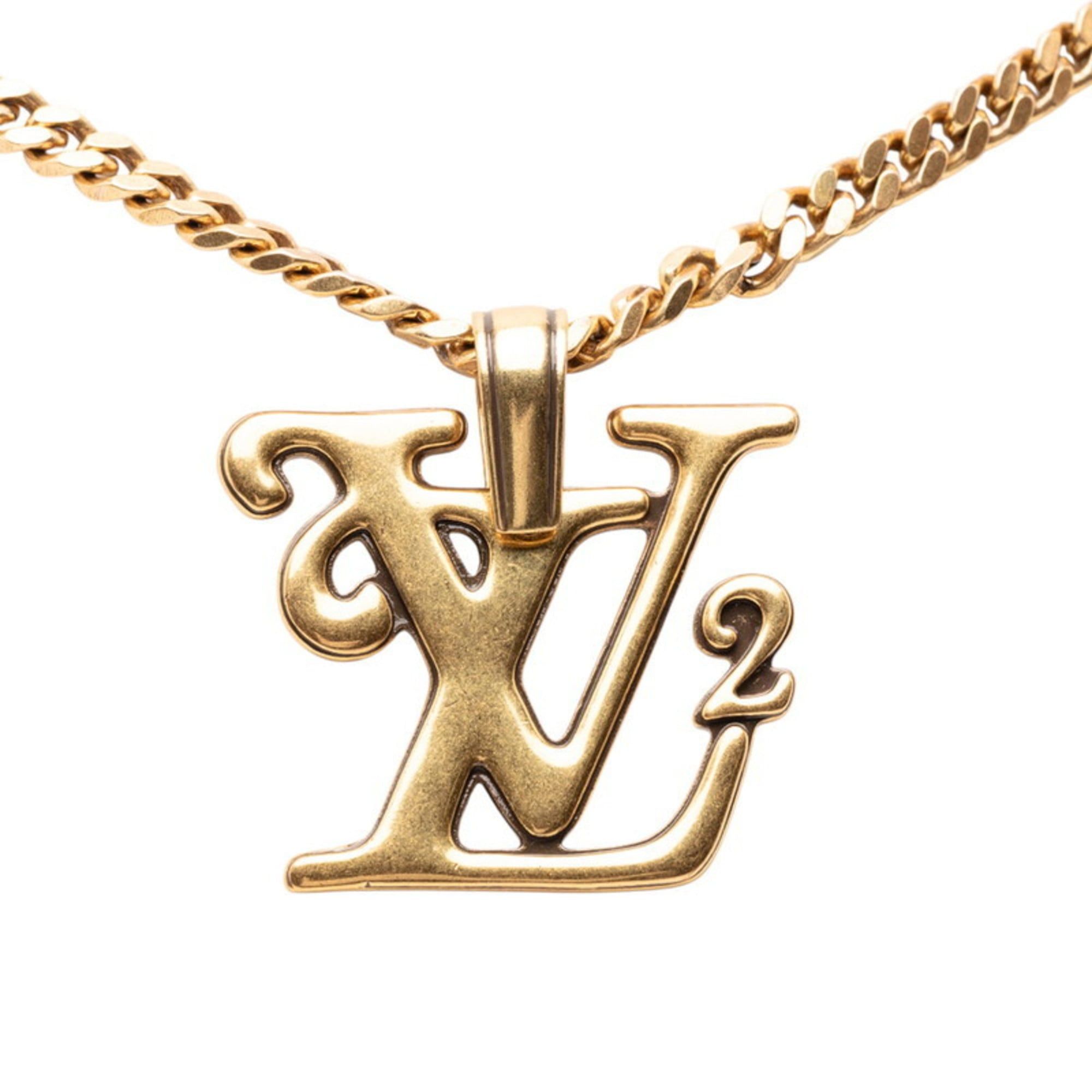 Louis Vuitton Louis Vuitton x NIGO Collier Squared LV Chain Pendant Necklace, Gold Plated, Men's Size ONE SIZE - 1 Thumbnail