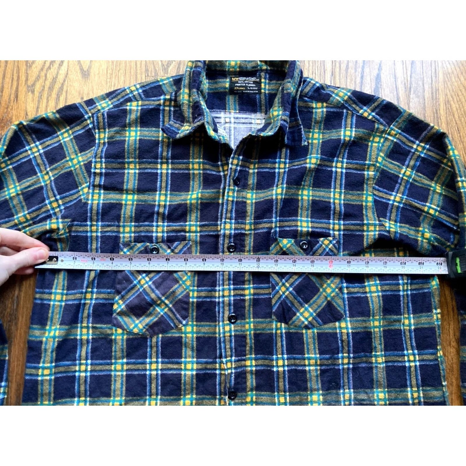 Vintage VINTAGE J. C. Penney Flannel Shirt Mens Large Blue Plaid 80s Cotton Button-Up Long Sleeve Size US L / EU 52-54 / 3 - 6 Thumbnail