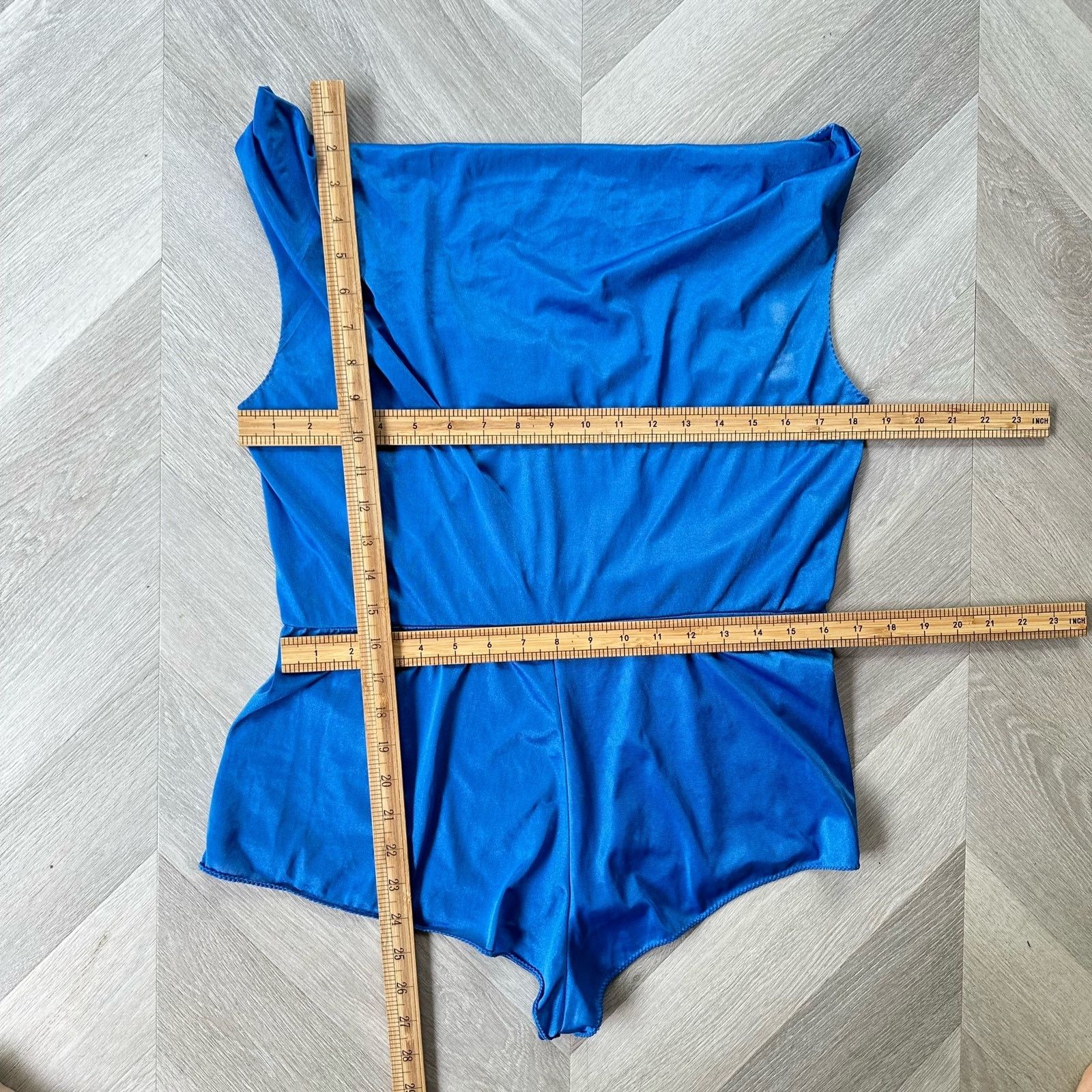 Other Vintage 80s Undercover Wear Blue Romper Lingerie Teddy M Size 32" / US 10 / IT 46 - 11 Thumbnail