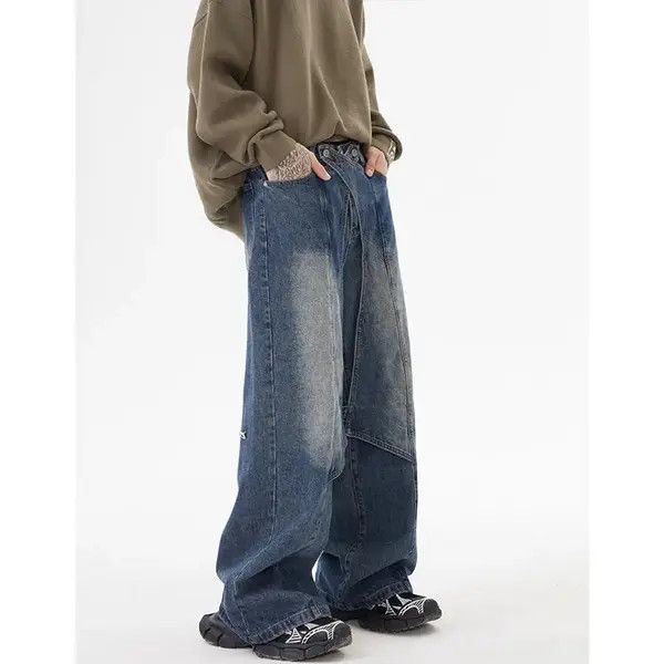 Jean Punk Hip Hop Patchwork Jeans Size US 32 / EU 48 - 3 Thumbnail