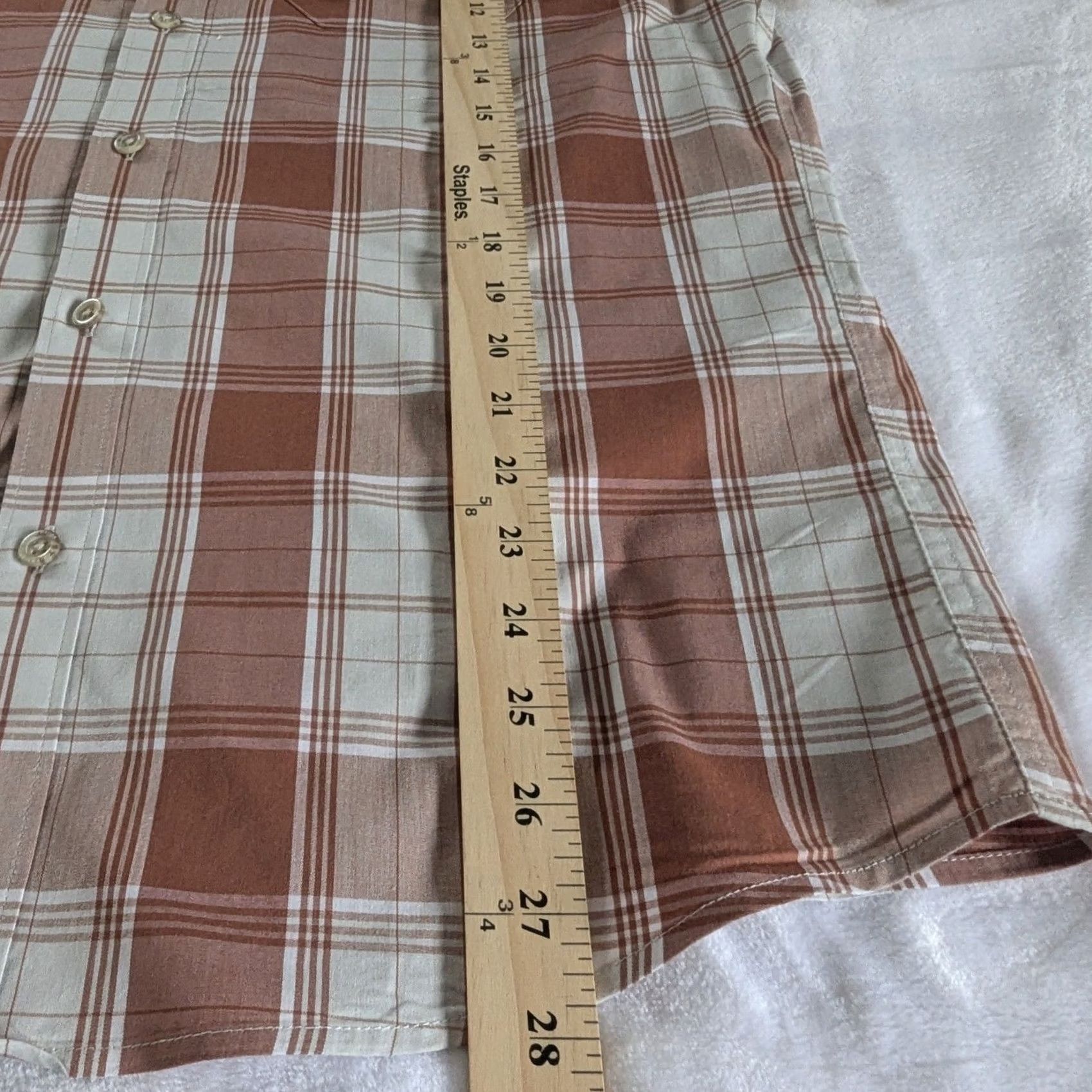 Eddie Bauer Eddie Bauer Mens Classic Fit Plaid Short Sleeve Button Up Shirt M Beige Cotton Blend Pocket Casual Summer/Spring Mens Size US M / EU 48-50 / 2 - 4 Thumbnail