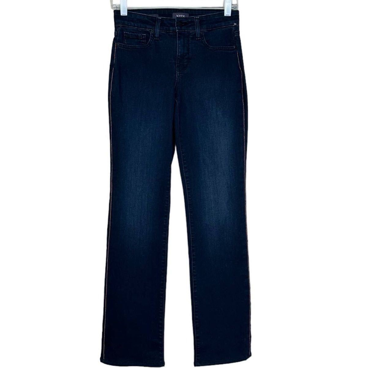 NYDJ NYDJ Blue Marilyn Straight side studs detail jeans size 0 Size 28" / US 6 / IT 42 - 8 Thumbnail