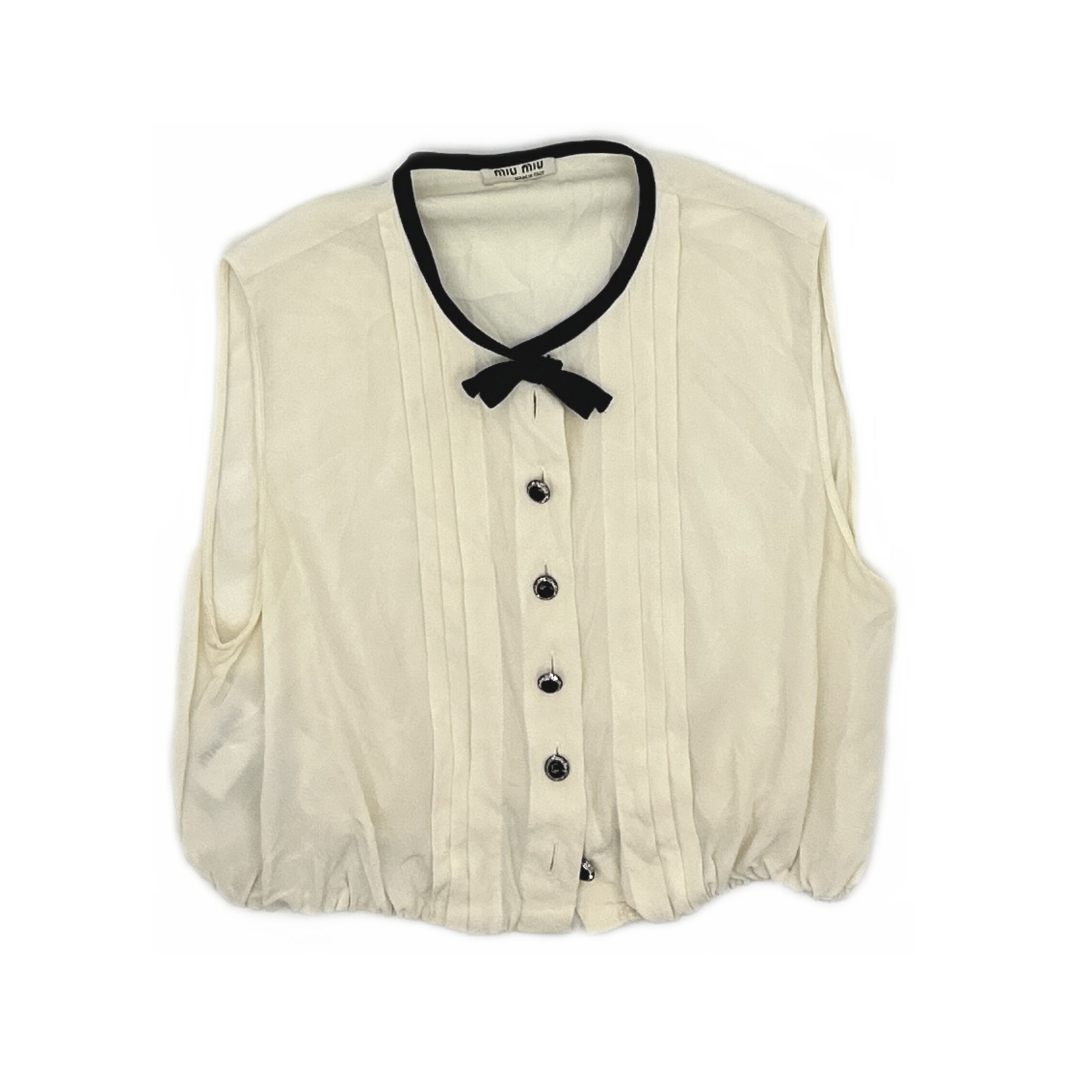 Miu Miu Miu Miu Bow Detail Sleeveless Blouse Size 38 Size XS / US 0-2 / IT 36-38 - 1 Thumbnail
