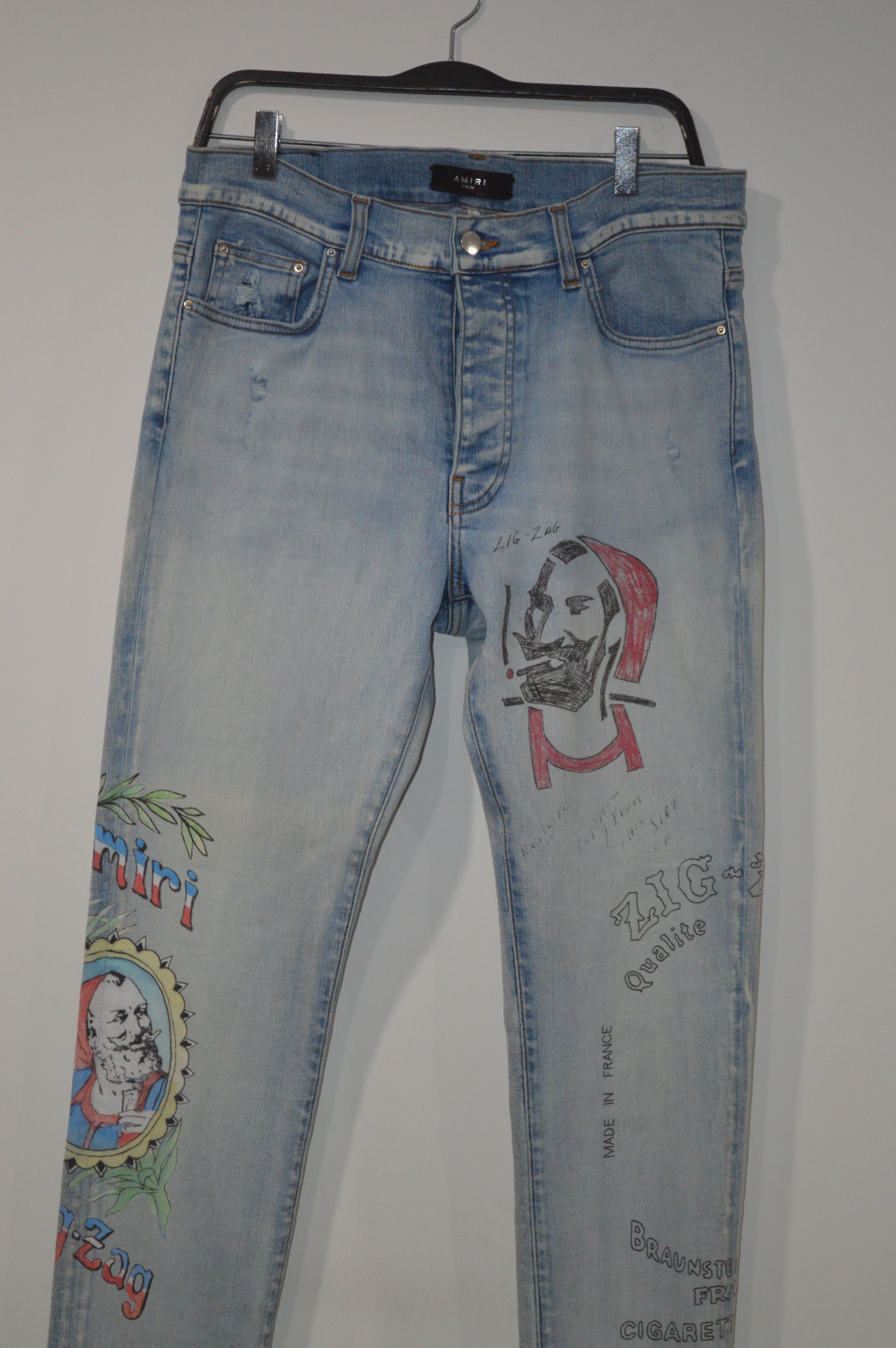 Amiri AMIRI (Zig Zag Light Indigo Jeans) Size US 34 / EU 50 - 3 Thumbnail