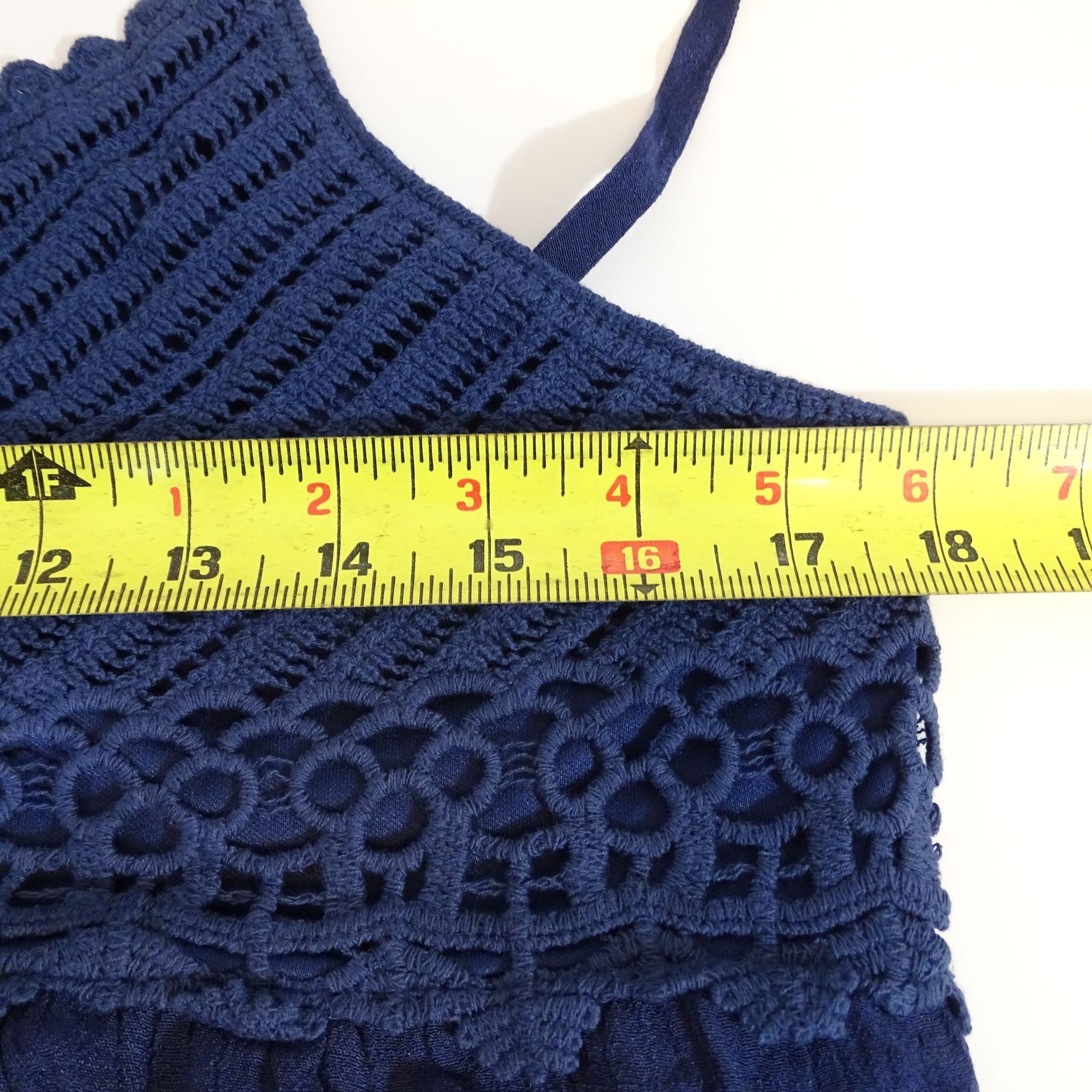 Other The General Good Alyssa Crochet Navy Babydoll Tiered Dress Size XL / US 12-14 / IT 48-50 - 12 Thumbnail