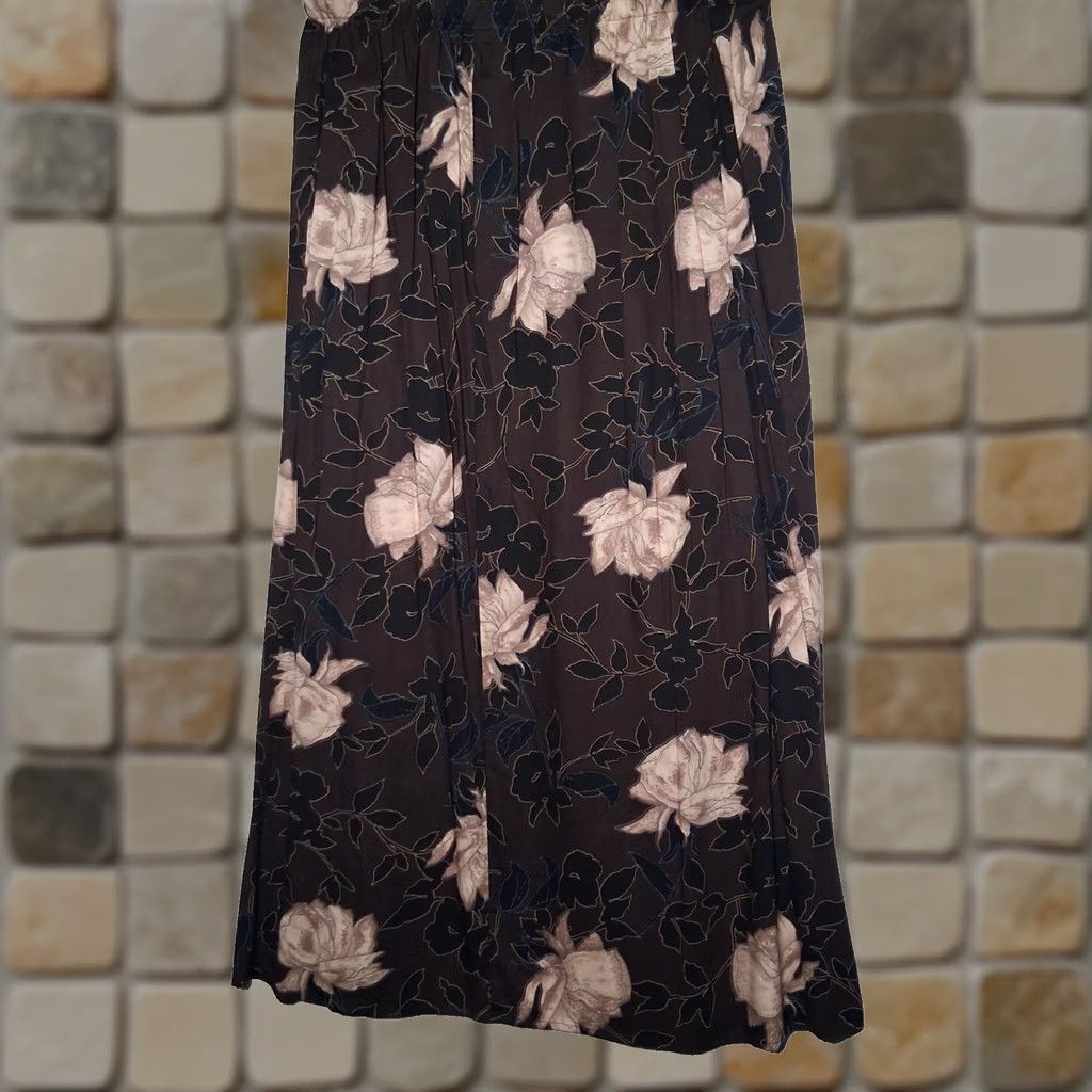 Vintage VINTAGE Skirt Women Long Brown Floral Rayon USA Made Maxi NEW L Size 36" / US 14 / IT 50 - 1 Thumbnail