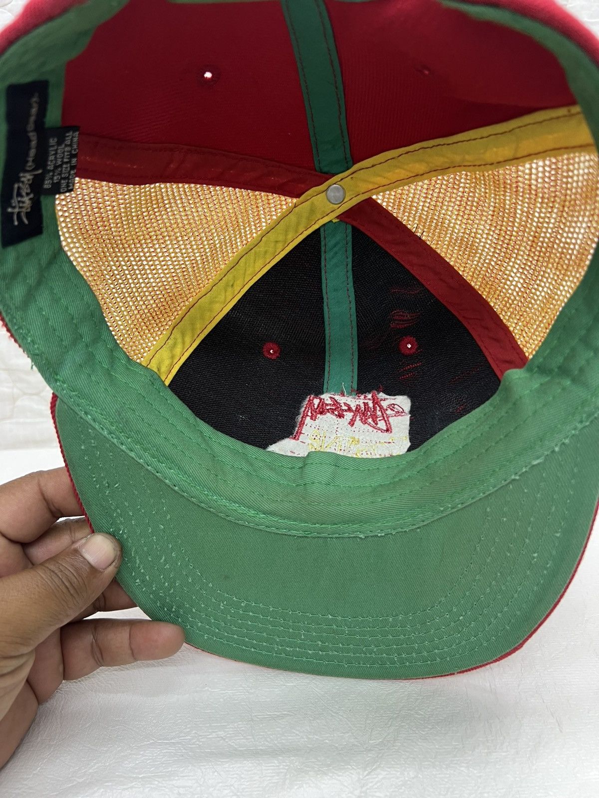 Stussy RARE💥💥💥STUSSY RASTA POSITIVE VIBE MESH HAT Size ONE SIZE - 7 Thumbnail